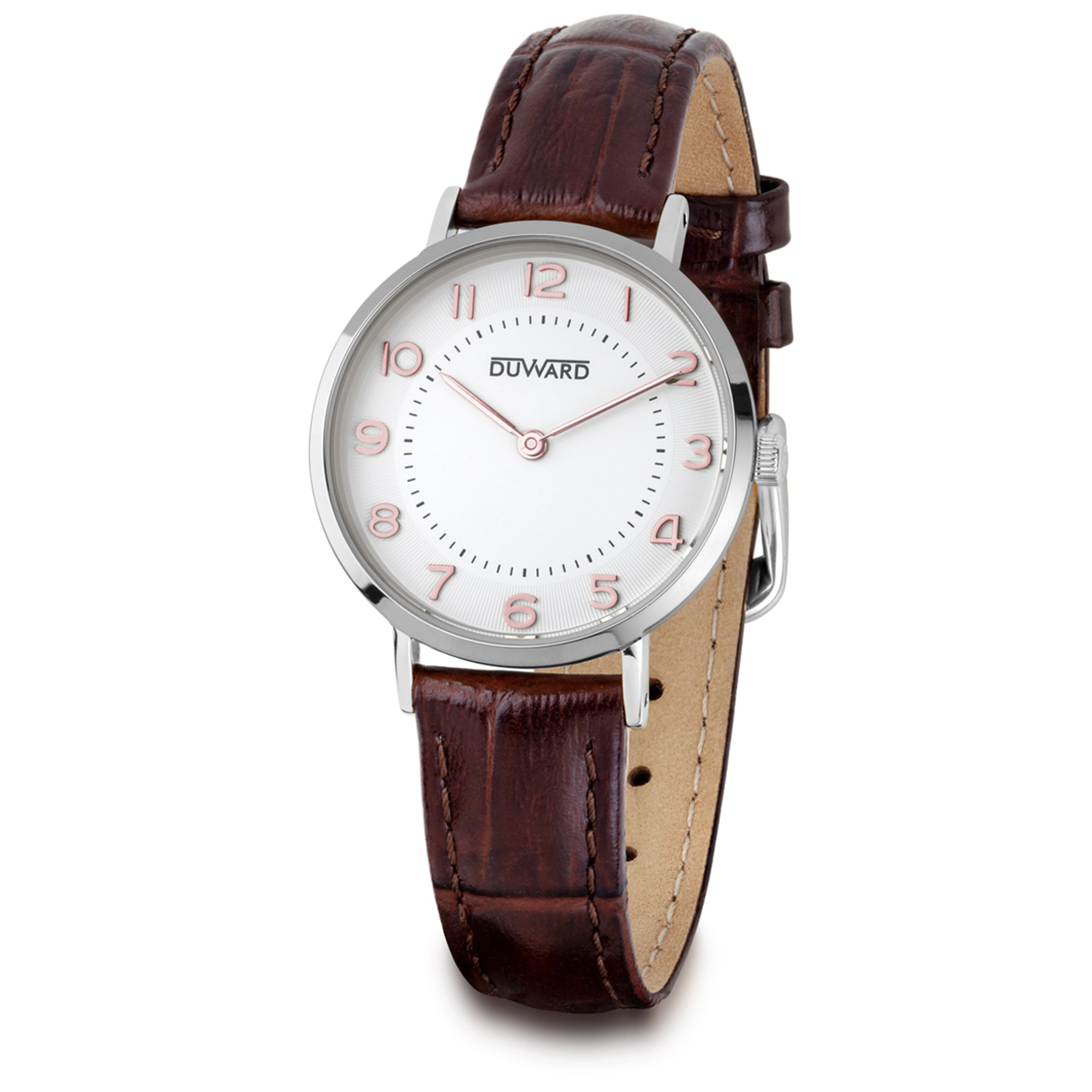 Reloj de mujer con caja extraplana de acero y numeros arabes