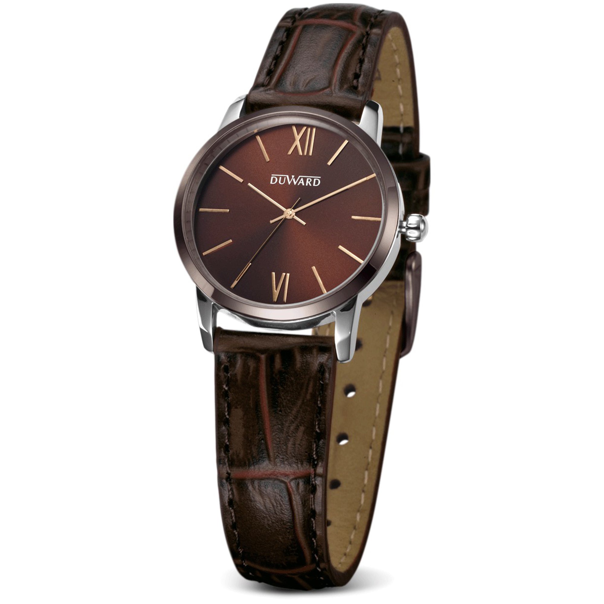 Reloj con caja acero bisel Ip marron con correa marron