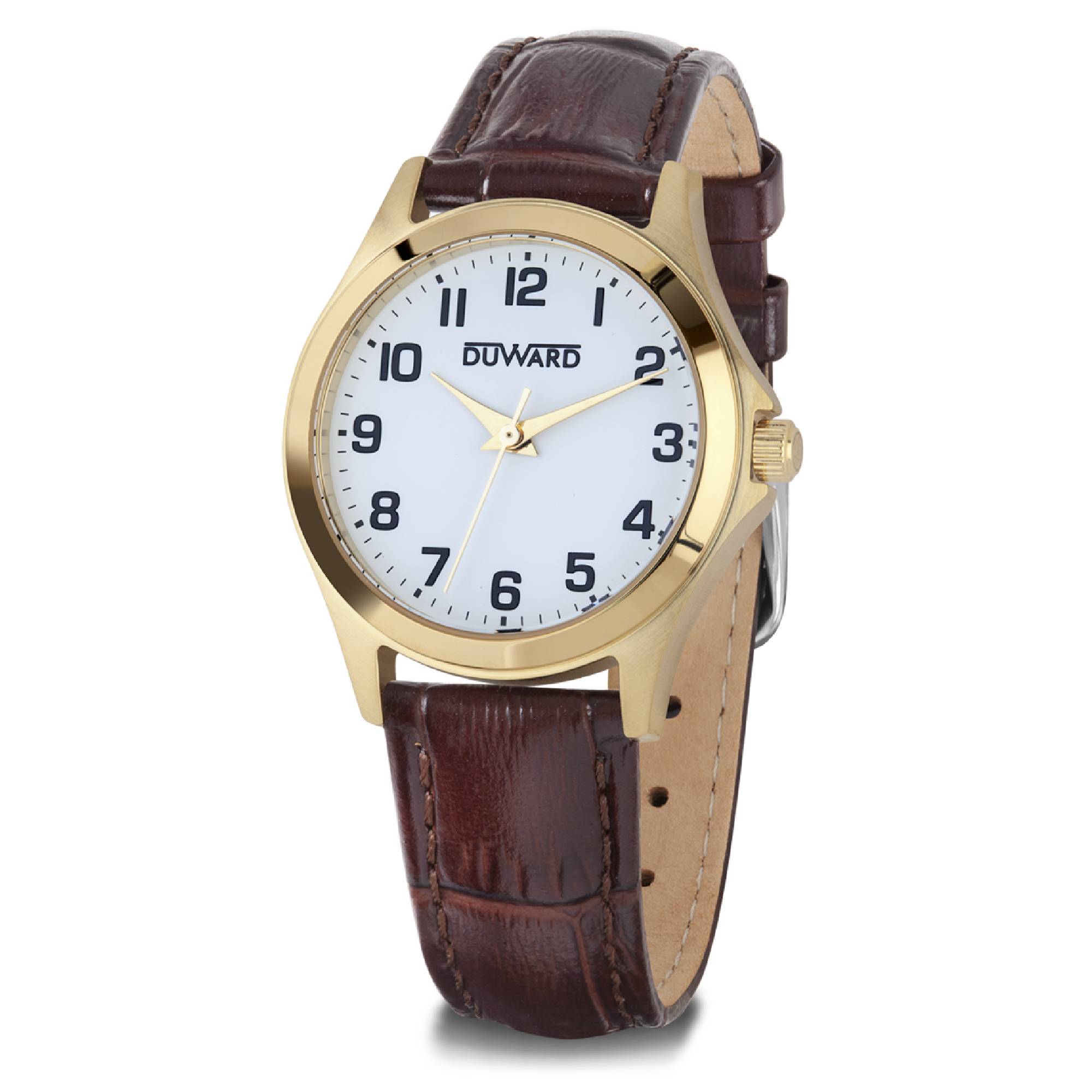 Reloj elegante mujer con esfera blanca números árabes negros