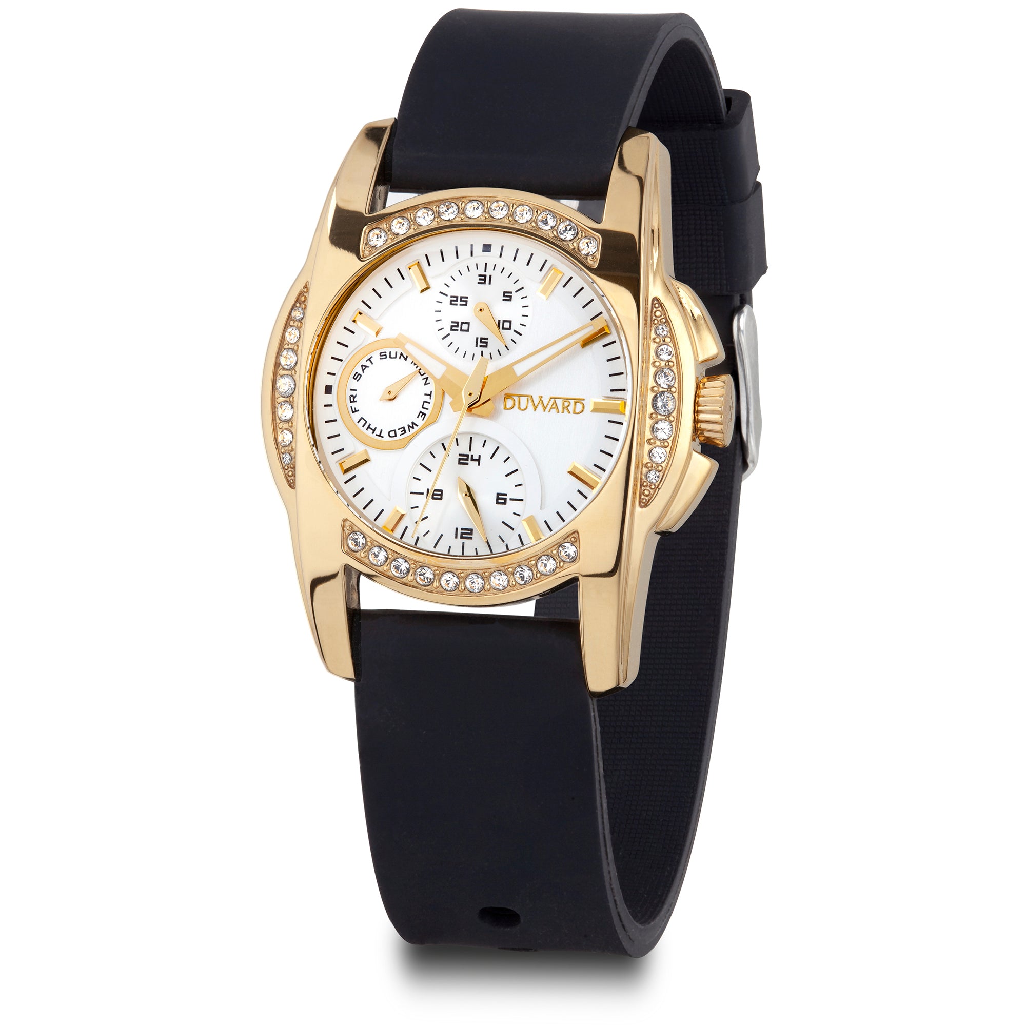 Reloj Mujer Informal Multifunción caja acero IP dorada esfera blanca