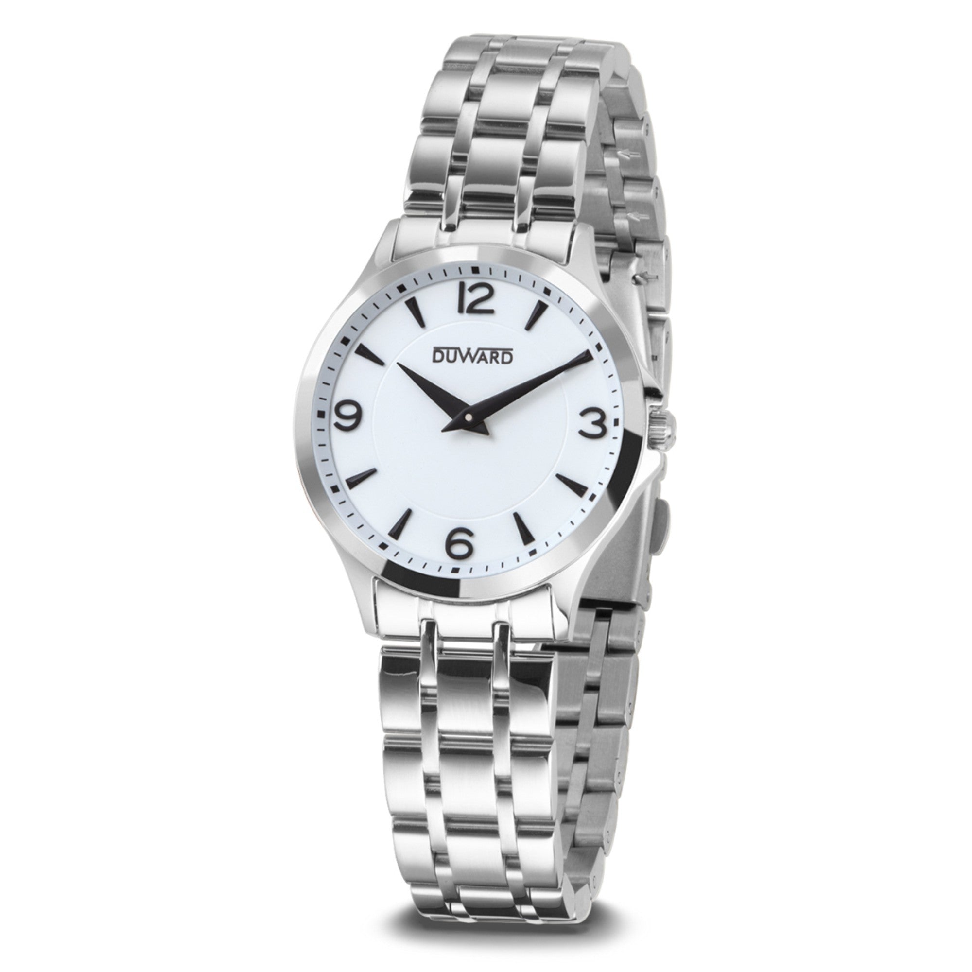 Reloj de Mujer Elegante caja acero esfera blanca 5 Atm brazalete acero