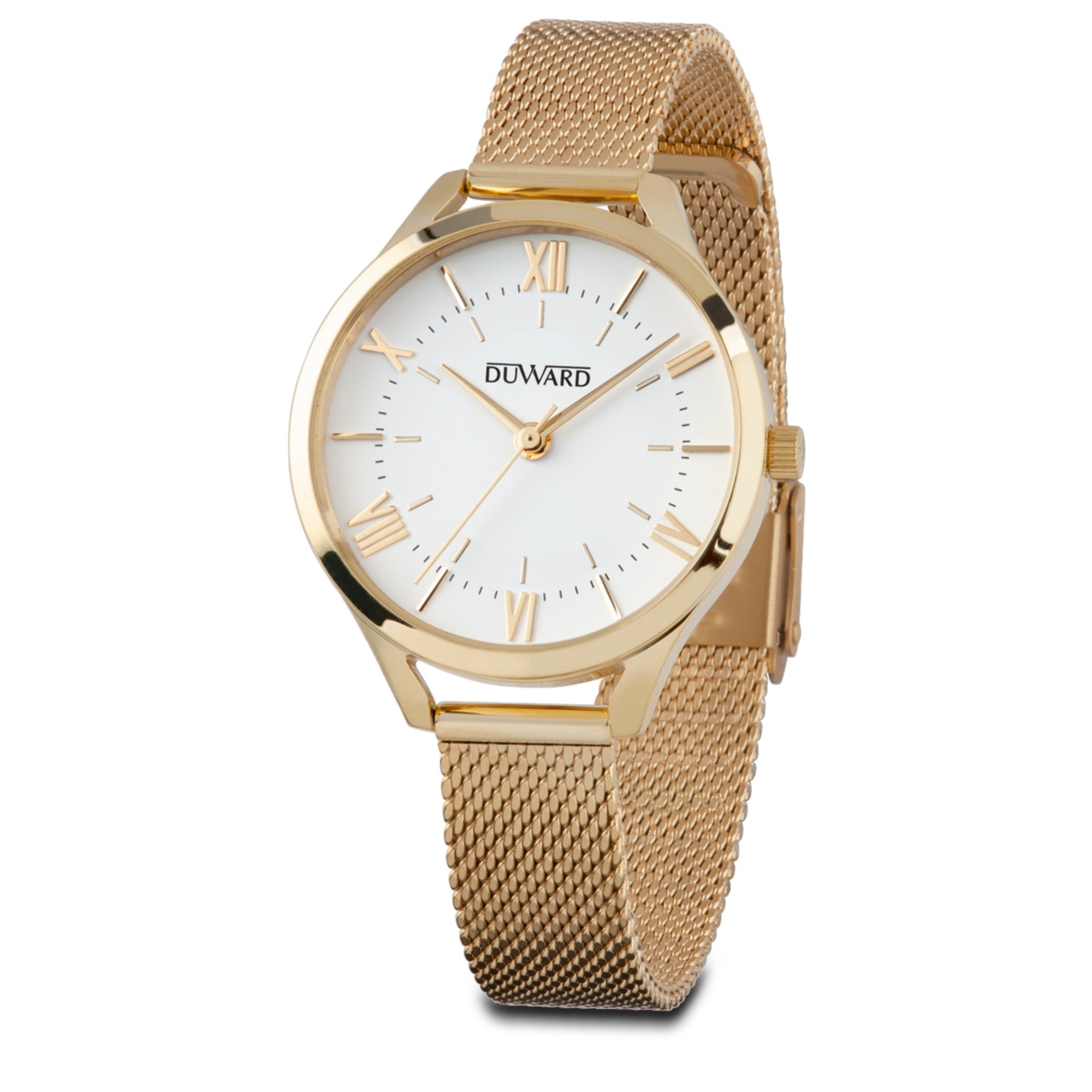 Reloj de mujer caja de acero IP dorado y brazalete esterilla