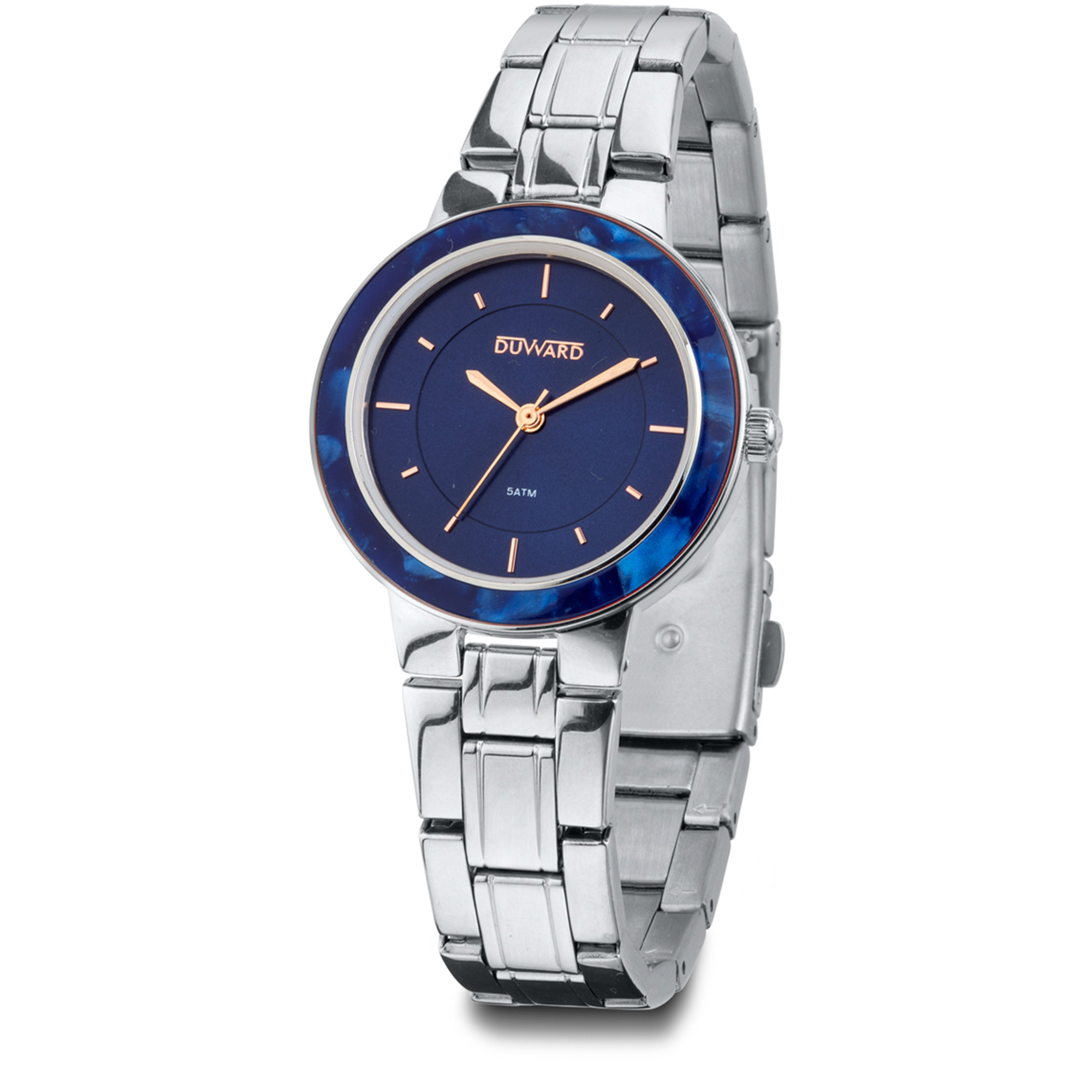 Señora.Brazalete acero.Caja acero+resina azul.3agu