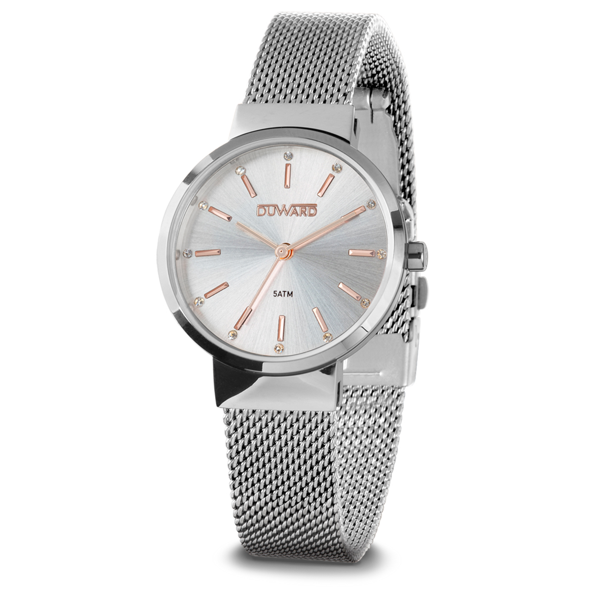 Reloj con caja y malla milanesa de acero