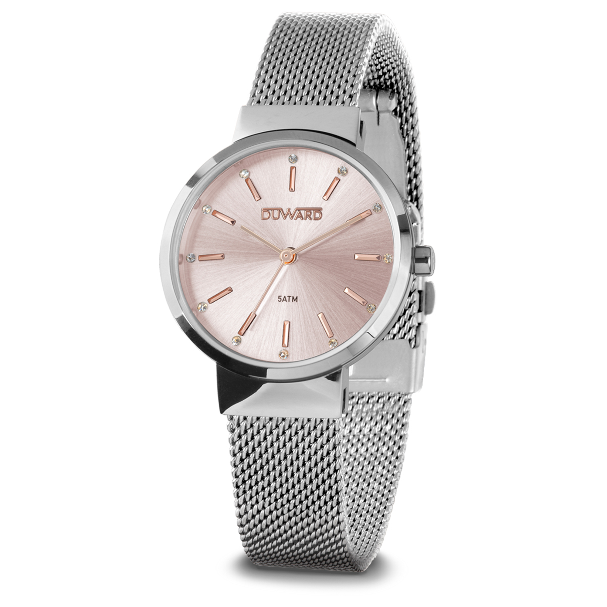 Reloj con caja y malla milanesa de acero