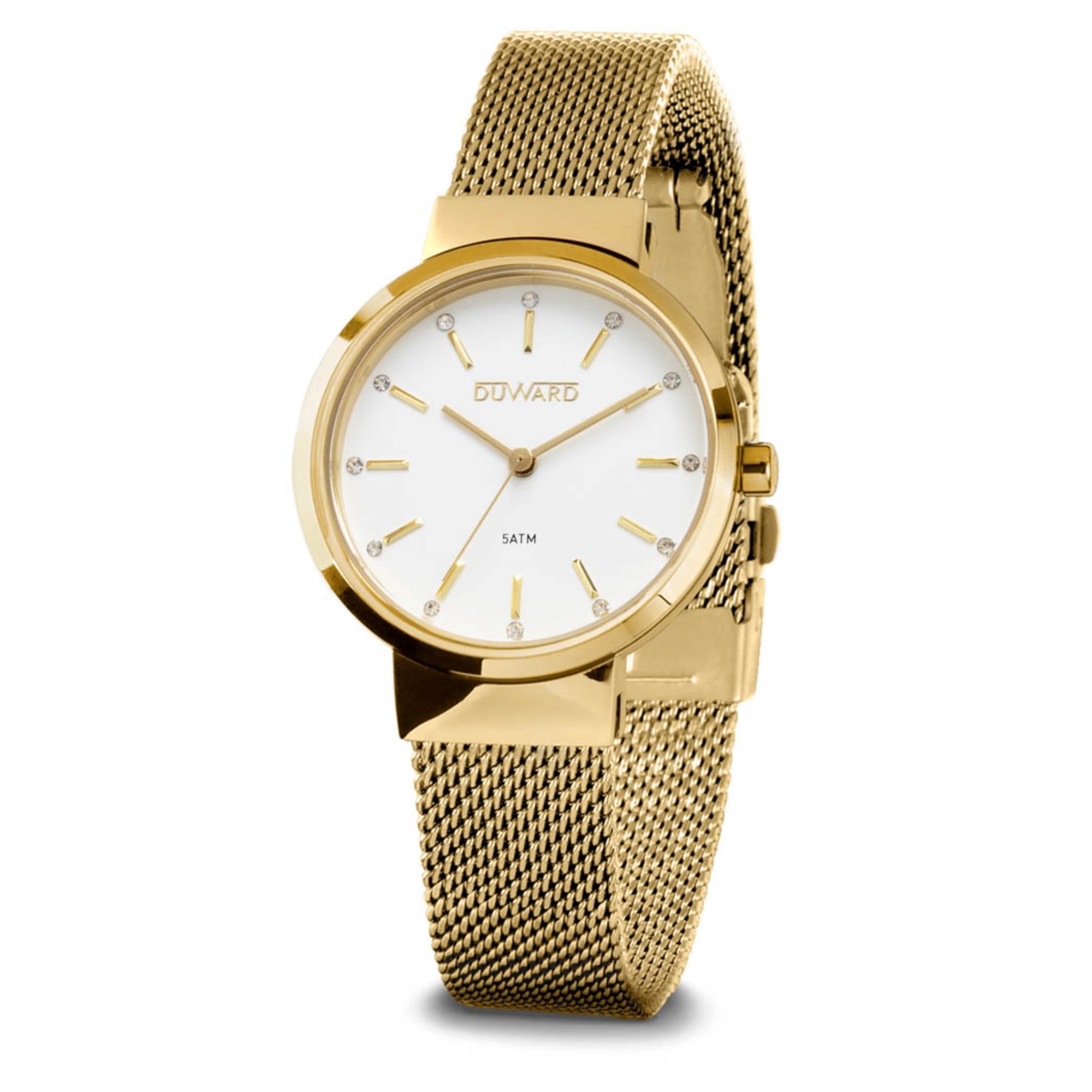 Reloj Mujer Informal caja acero IP dorada esfera d orada 5 Atm