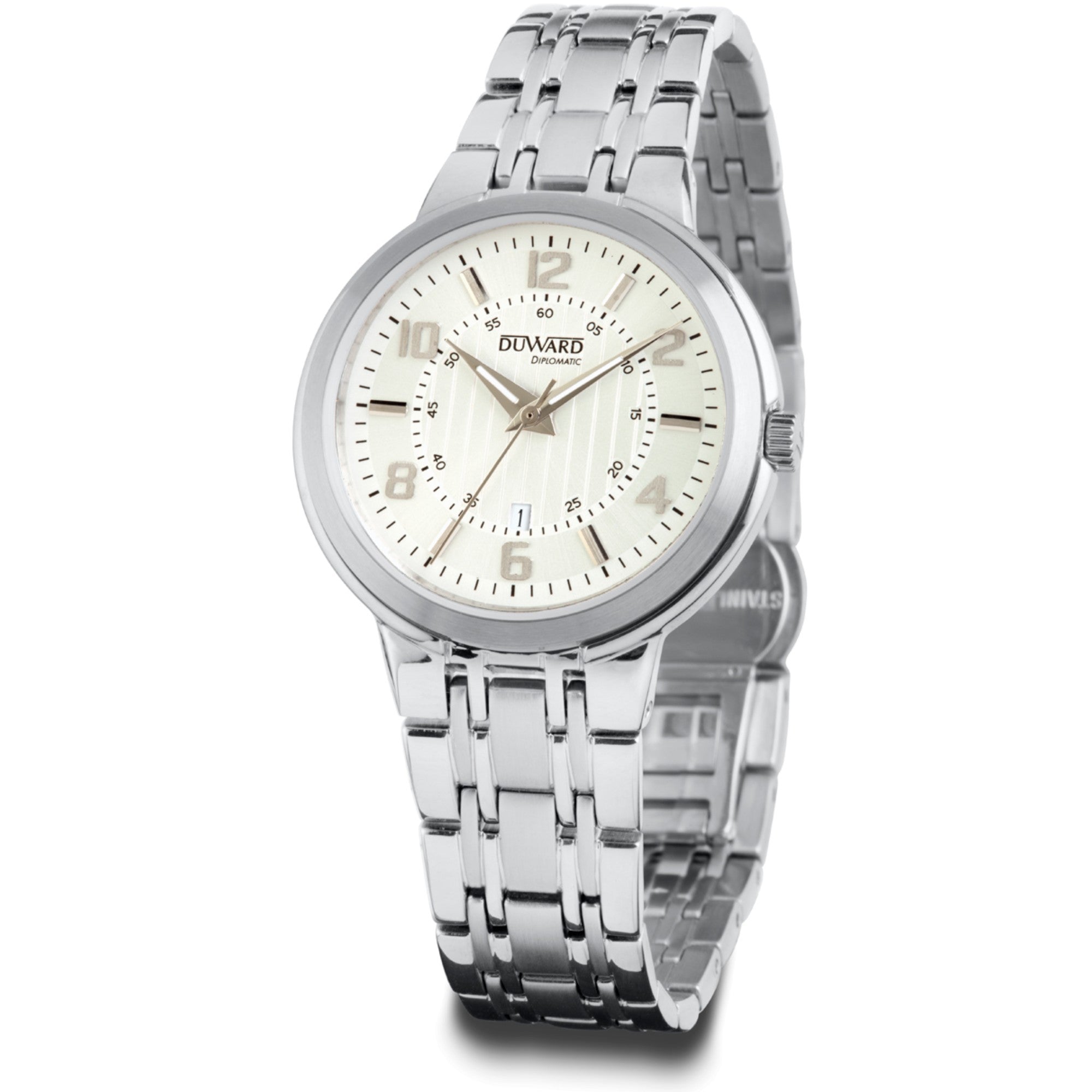 Reloj de Mujer Elegante caja acero esfera plata 5 Atm brazalete acero