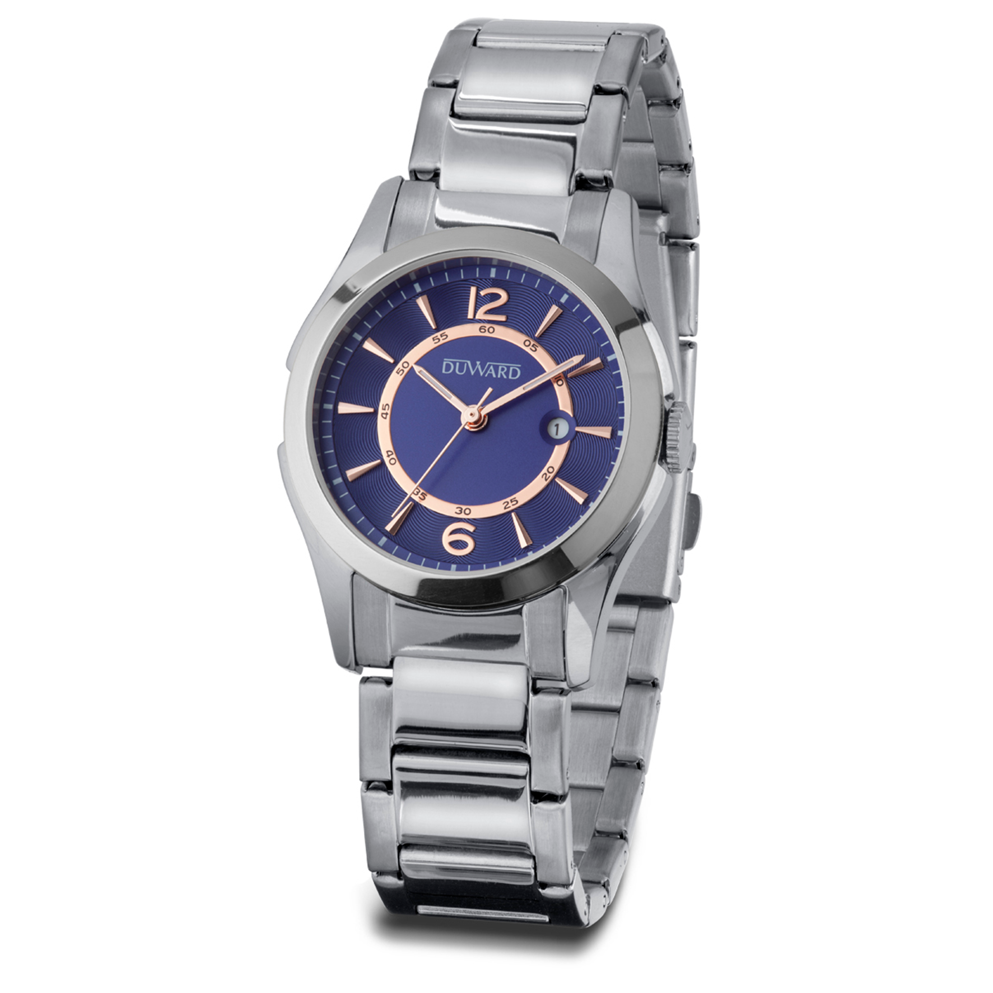 Señora. Brazalete. Acero.Calendario. Azul Rosado.