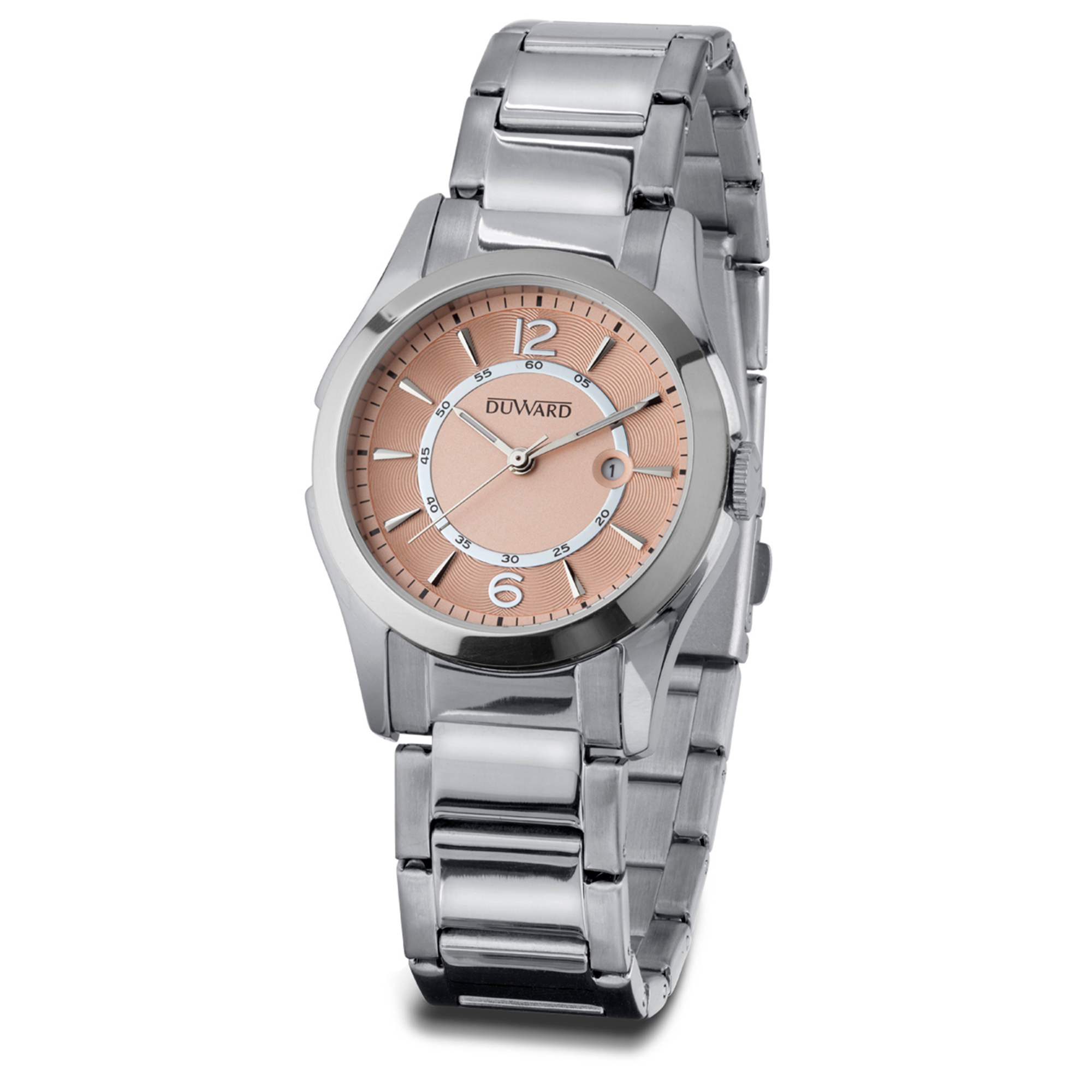 Señora. Brazalete. Acero.Calendario. Rosa Plata.