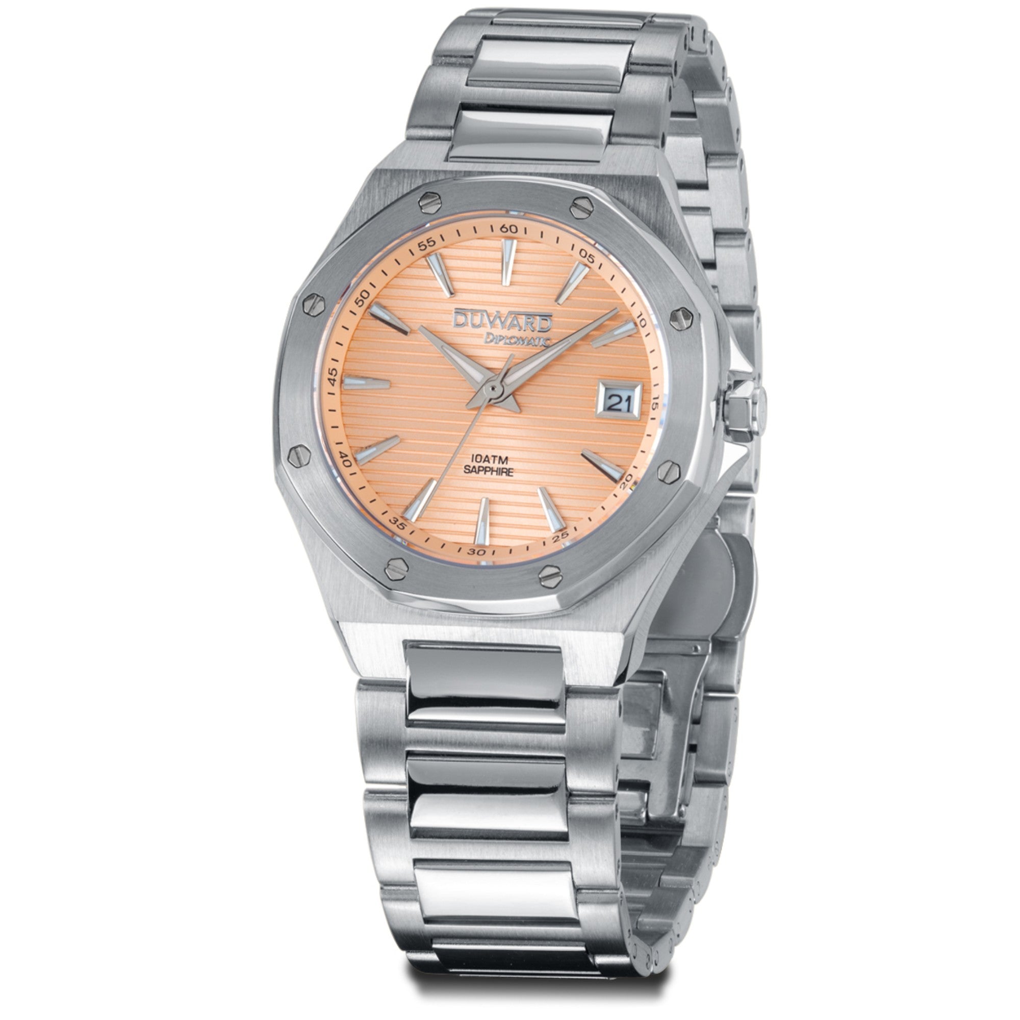 Reloj de Mujer Elegante de acero esfera rosa 10 At m