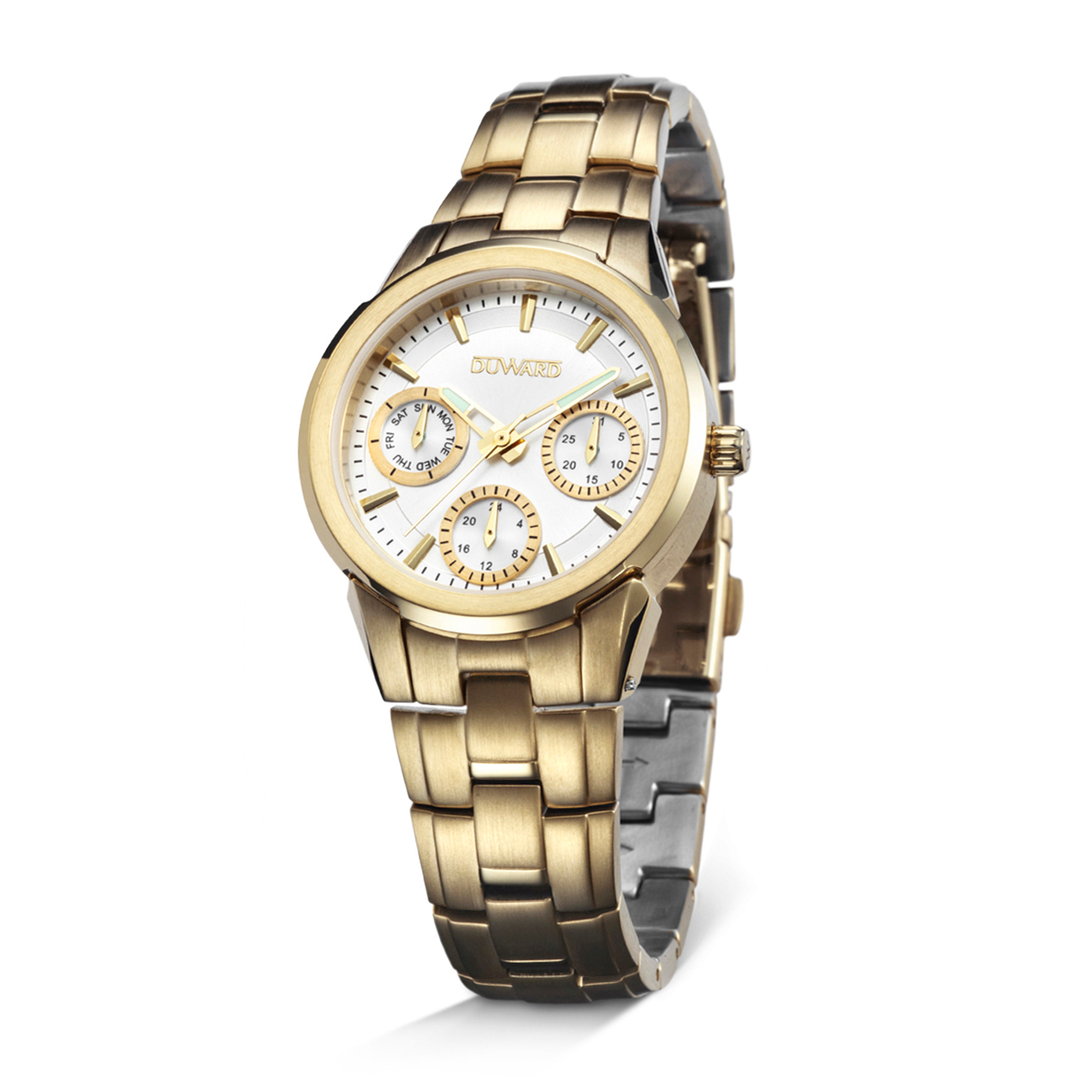 Señora.Brazalete.Acero IP dorado.Multifunción.Blan