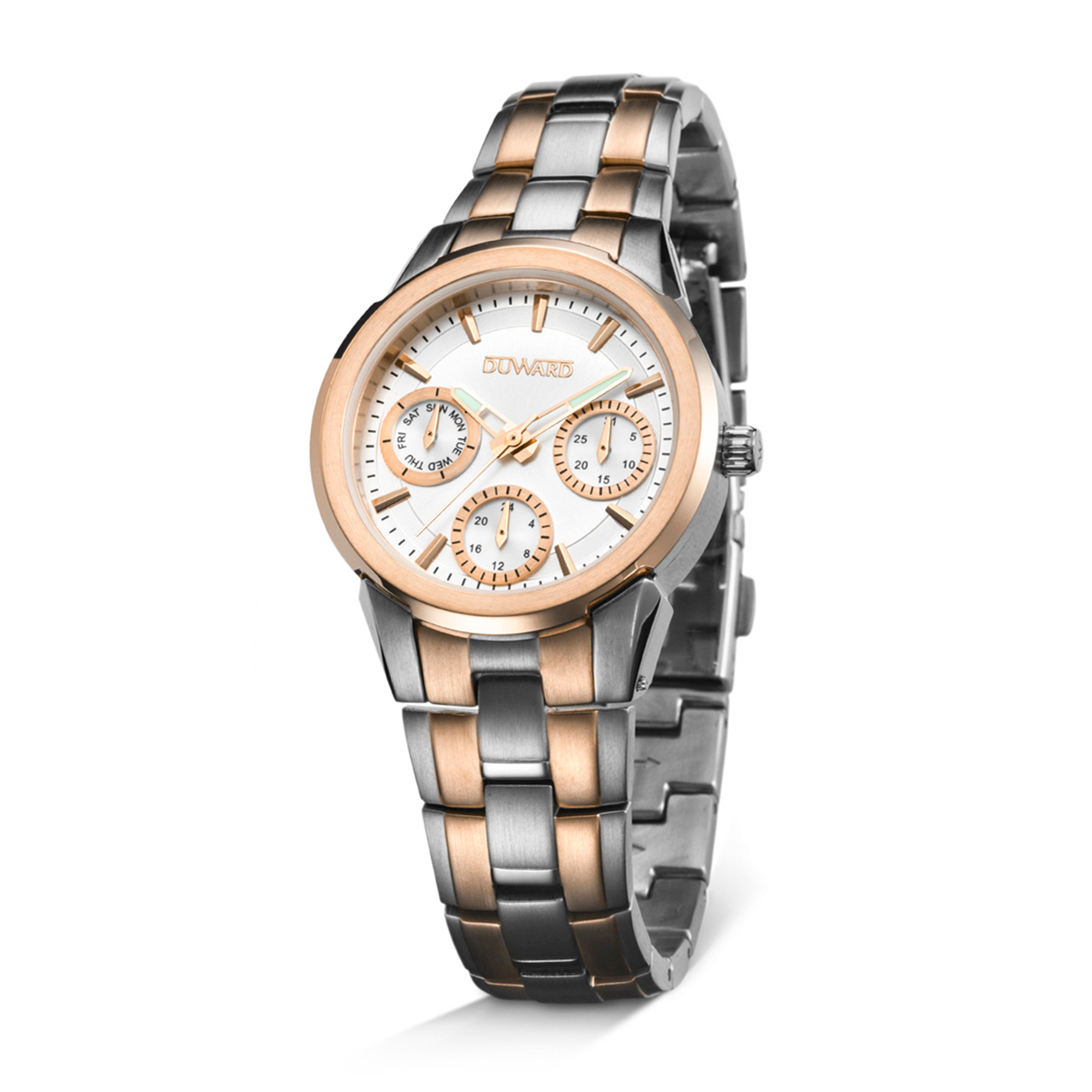 Señora.Brazalete.Acero+IP rosa.Multifunción.Blanco