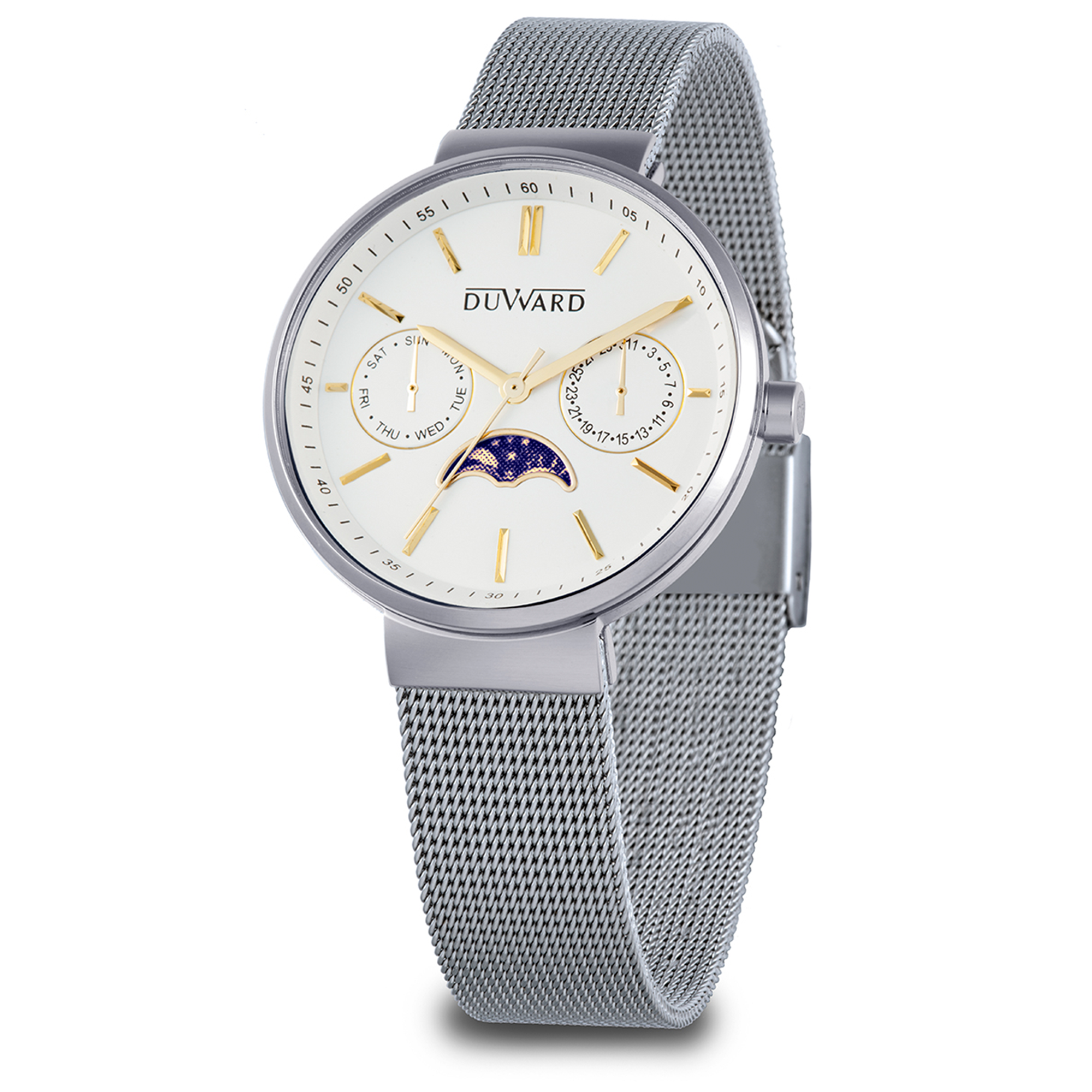 Señora.Brazalete.Acero.Multifunción lunar.Blanco d