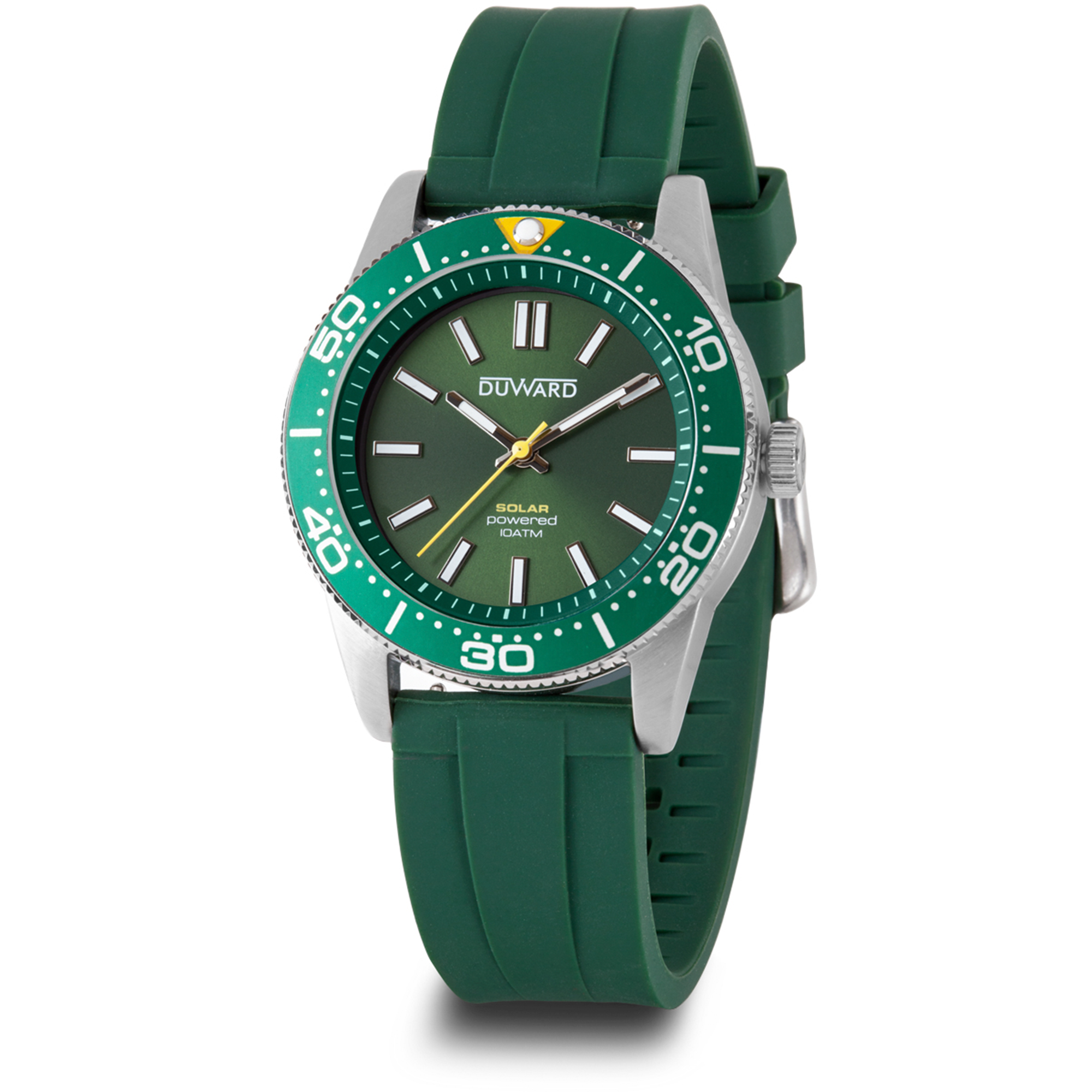 Reloj unisex caja acero movimienro solar esfera verde