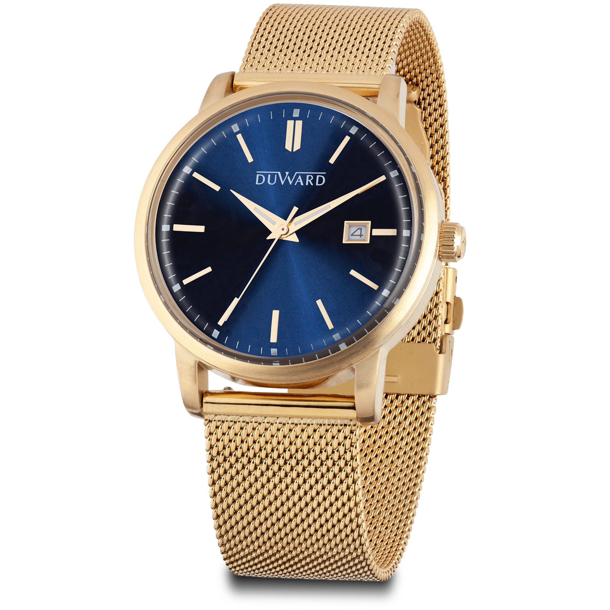 Reloj de Caballero Correa Acero IP dorado Calendario Azul