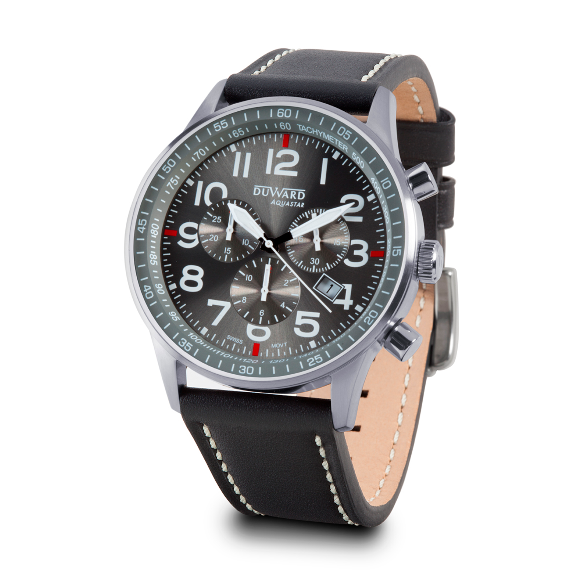 Reloj de hombre DUWARD Aquastar caja de acero cronografo con movimiento suizo 10 atm