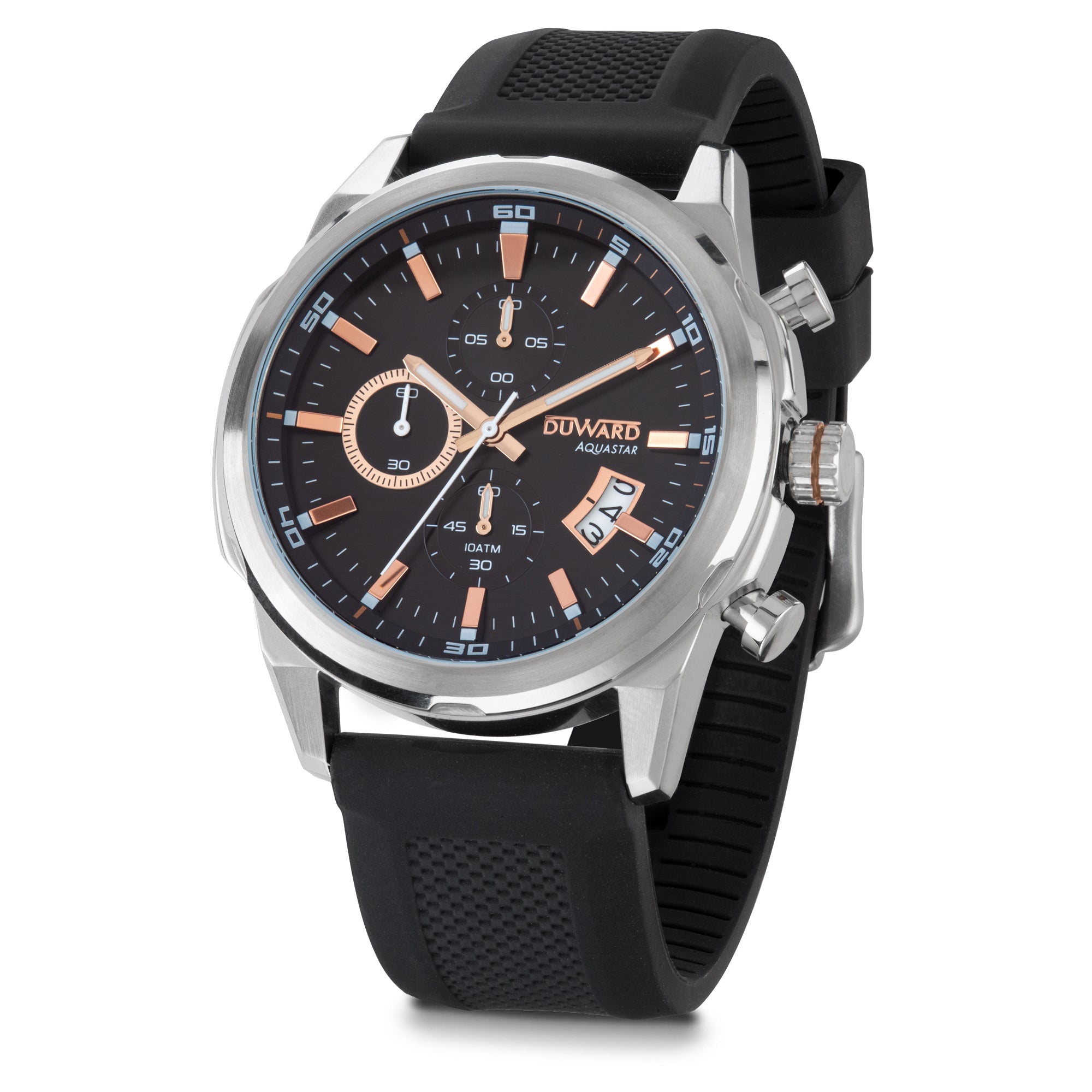 Reloj Hombre DUWARD Aquastar caja de acero con esfera negra 10 ATM
