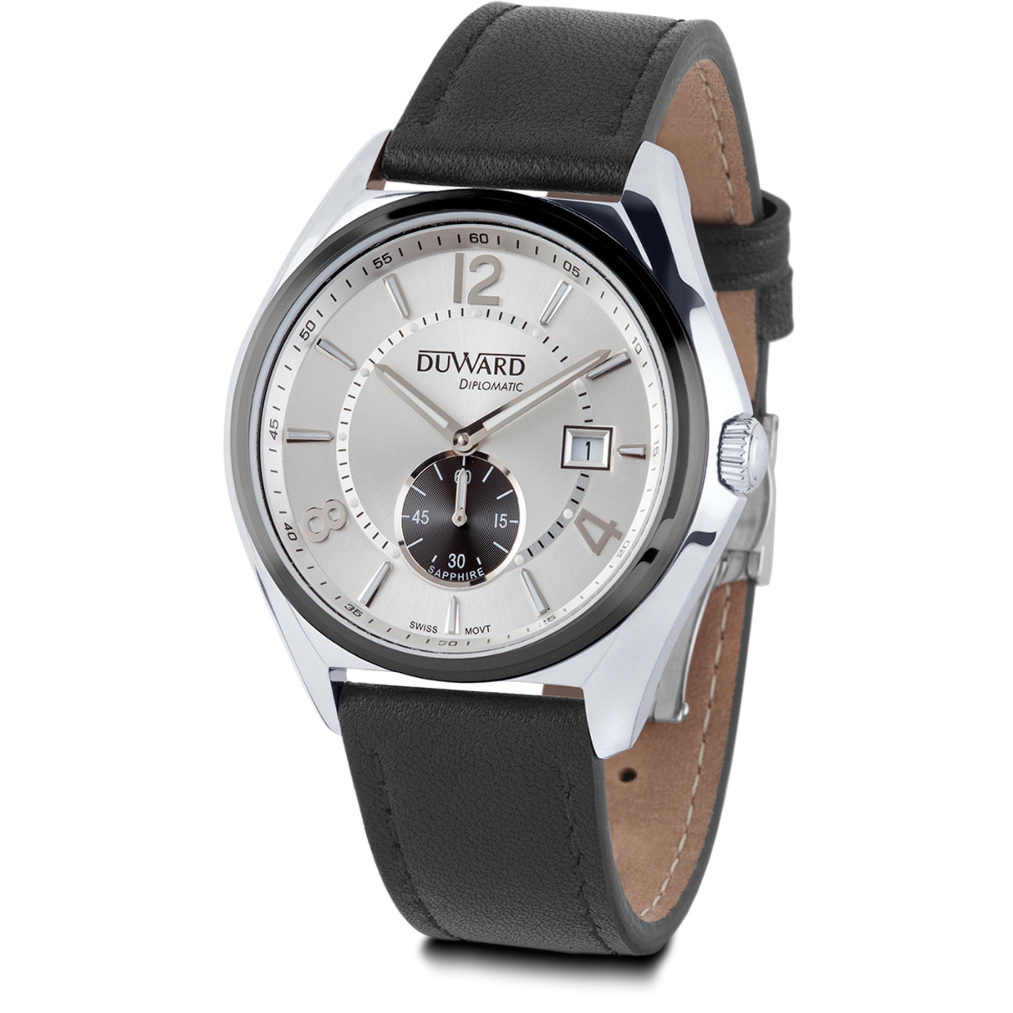 Reloj Hombre Deportivo caja acero esfera plata 5 Atm correa piel