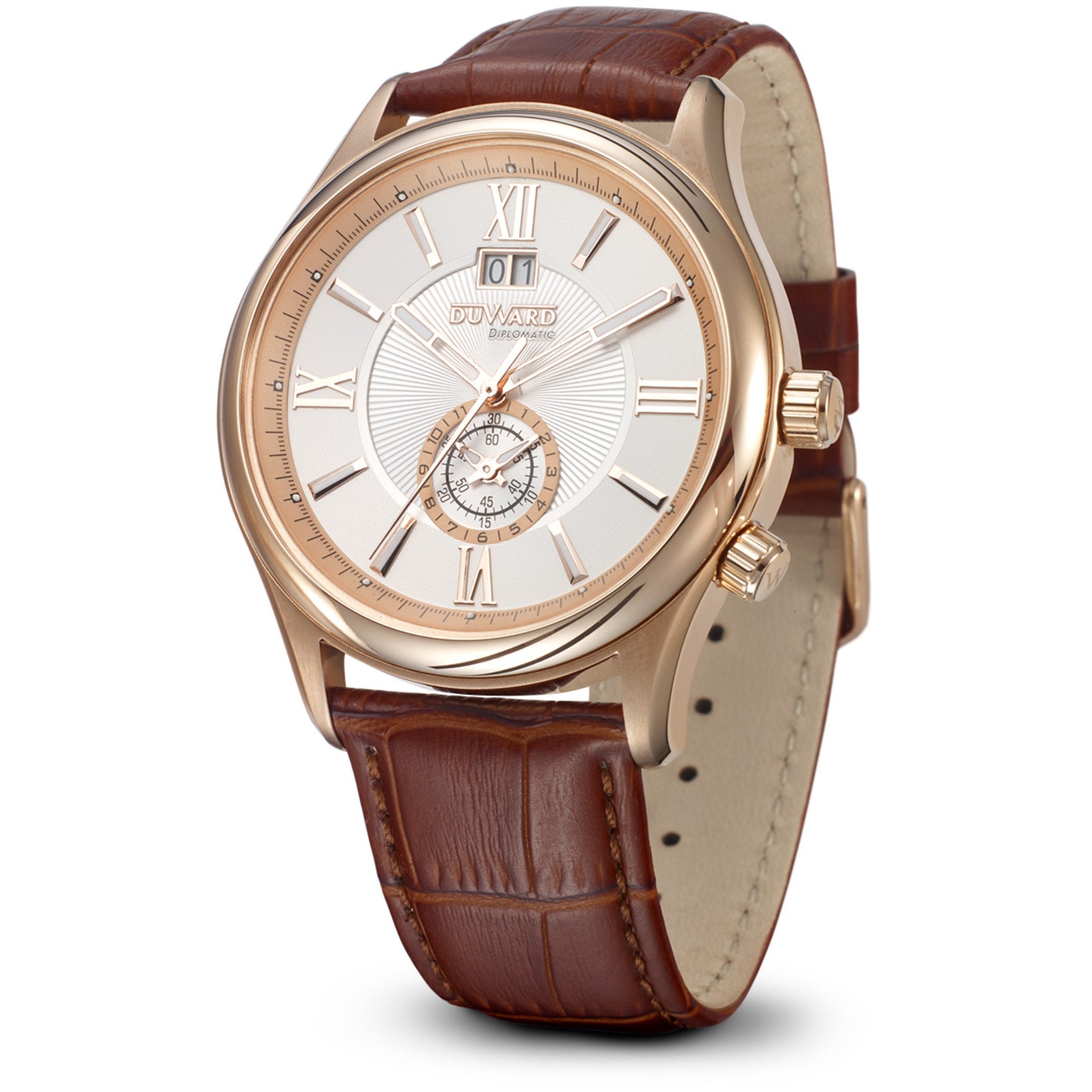 Reloj de Hombre Elegante Multifunción acero IP ros ada esfera dorara