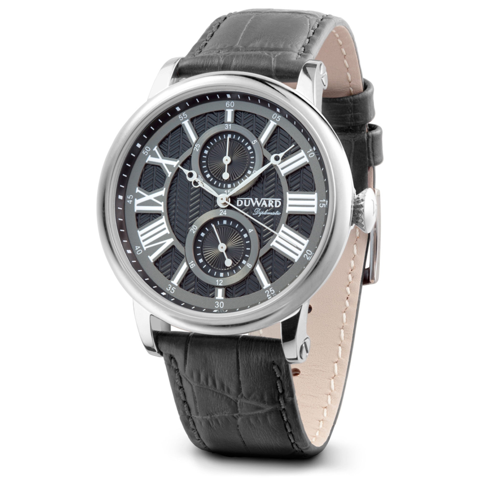 Reloj de Hombre Elegante Multifunción caja acero esfera negra 5 Atm