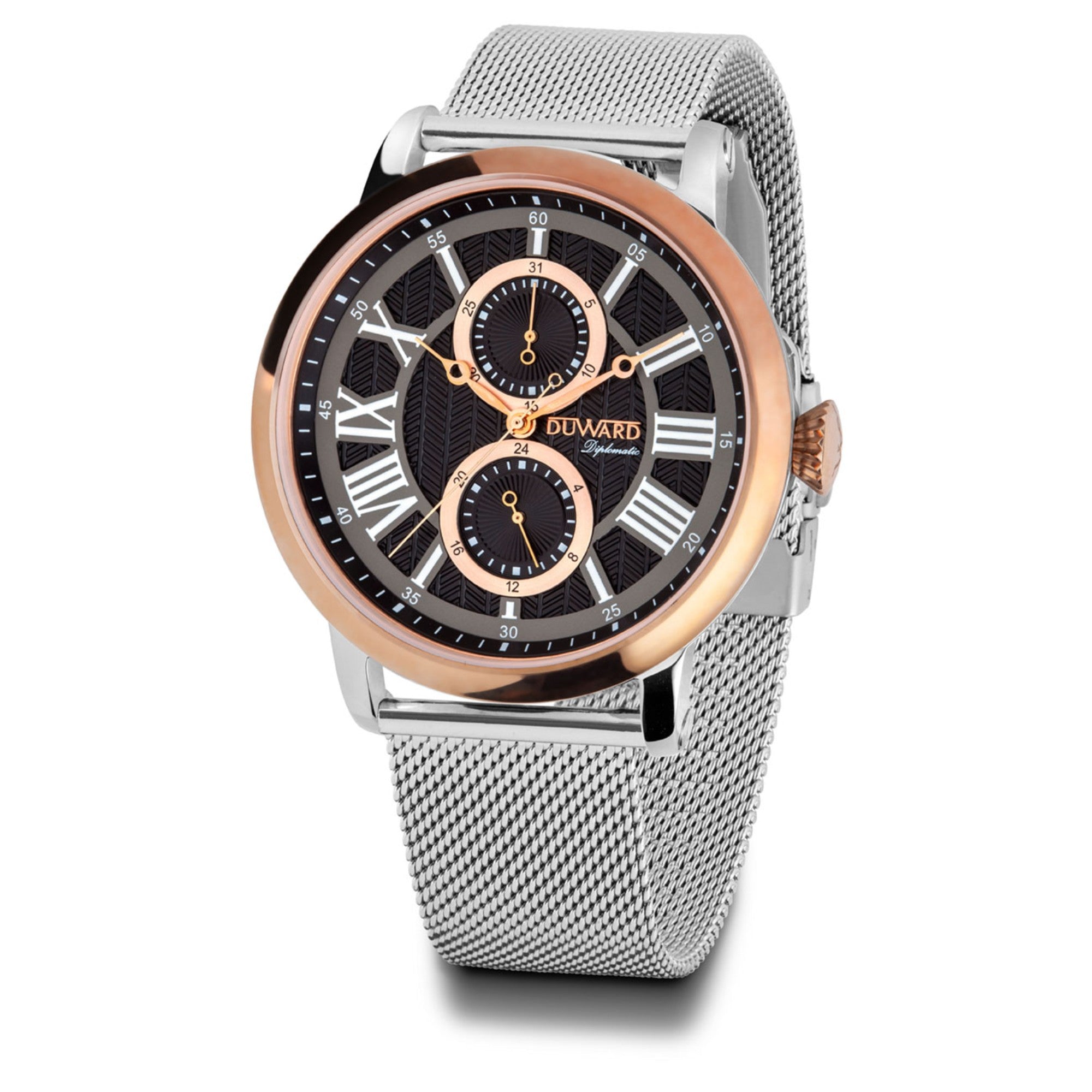 Reloj de Hombre Elegante Multifunción caja acero e sfera negra 5 Atm