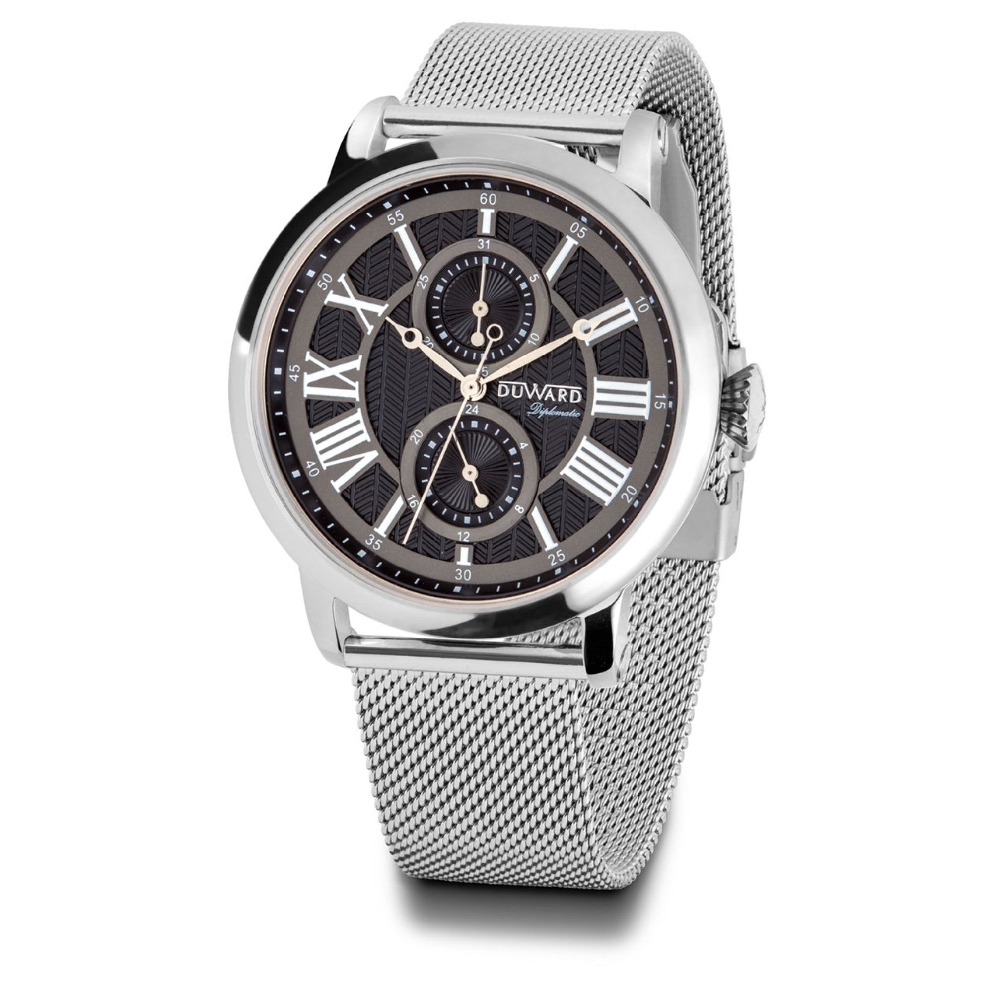 Reloj de Hombre Elegante Multifunción caja acero esfera negra 5 Atm