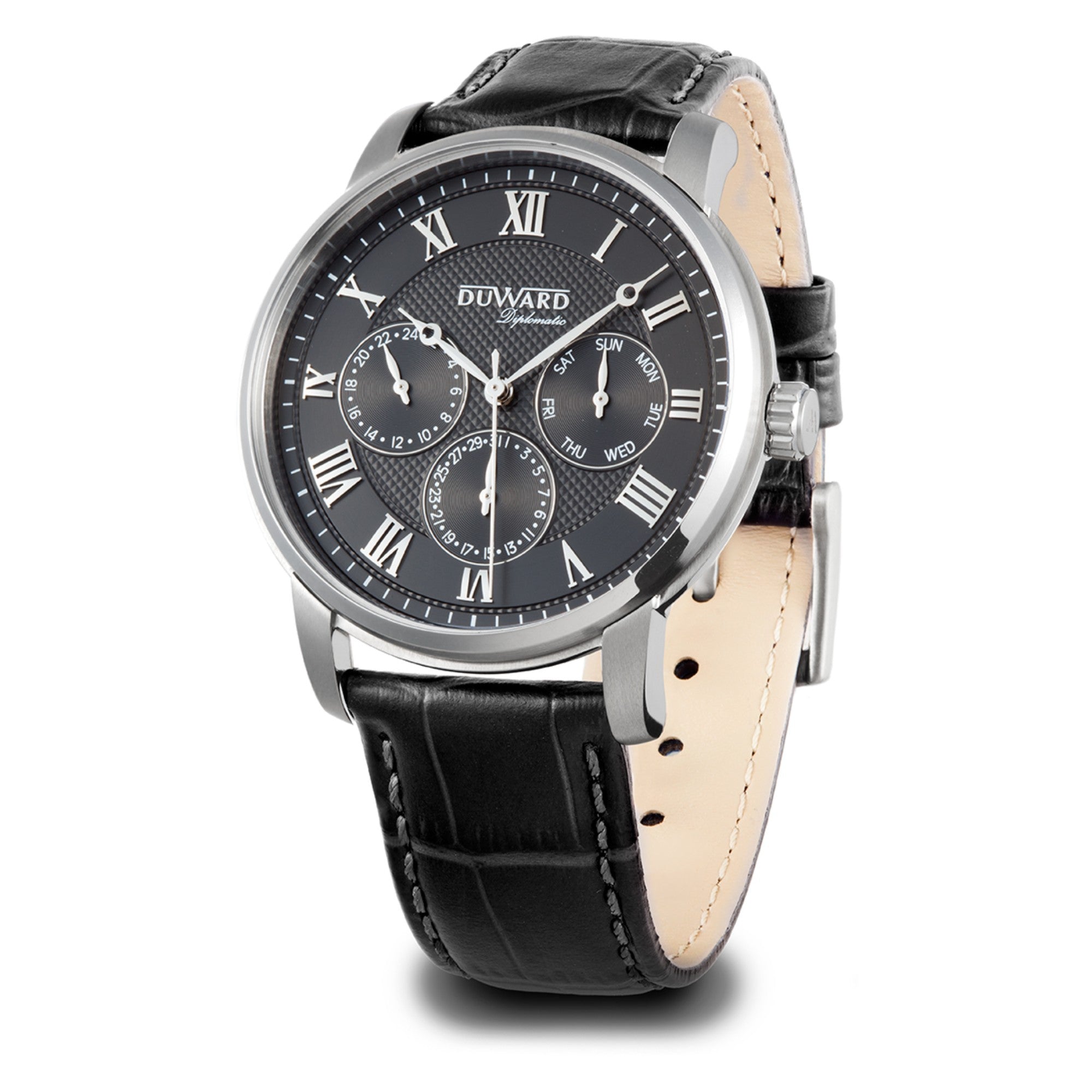 Reloj Hombre Elegante Multifunción caja acero esfera números romanos