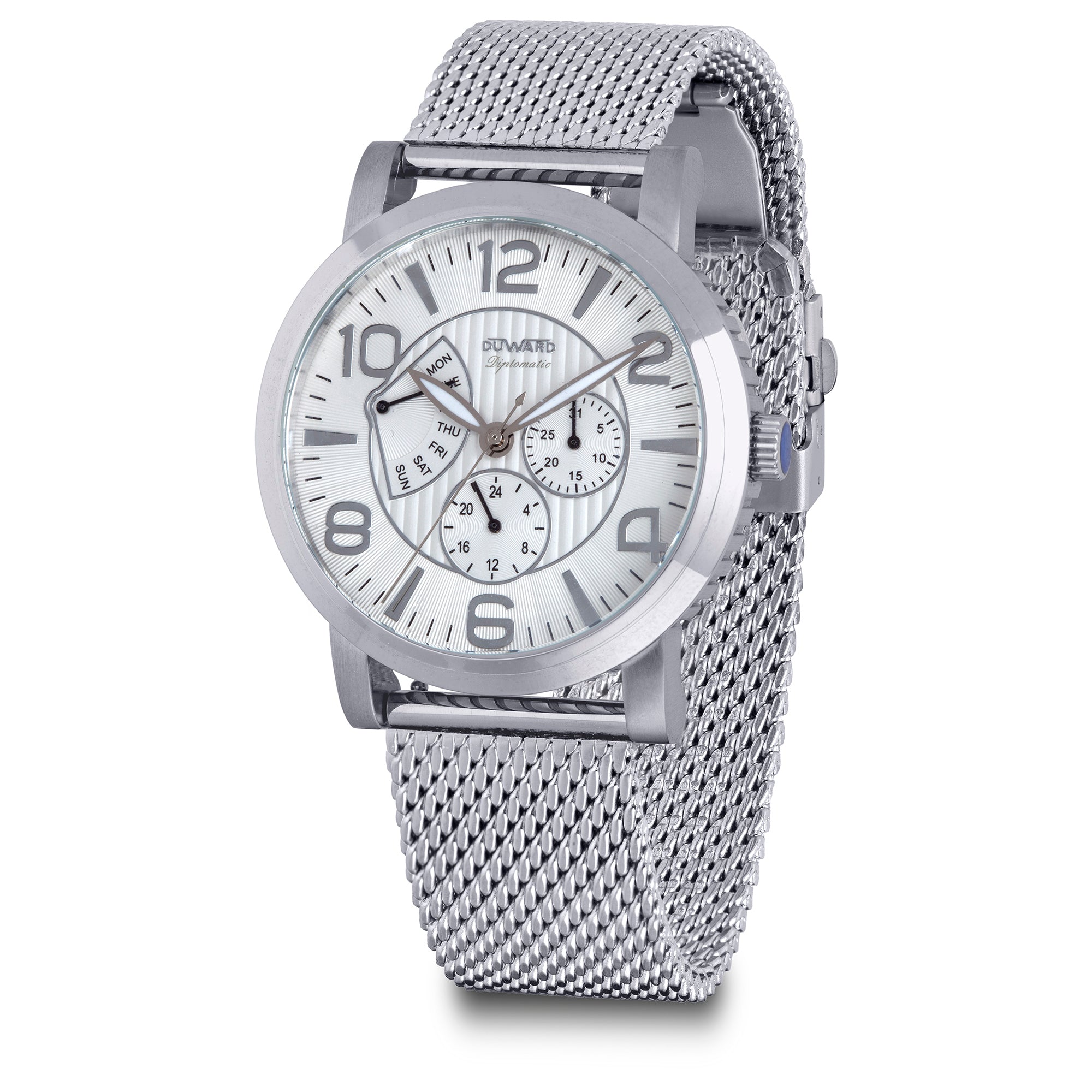 Reloj de caballero acero esfera blanca y armis de malla