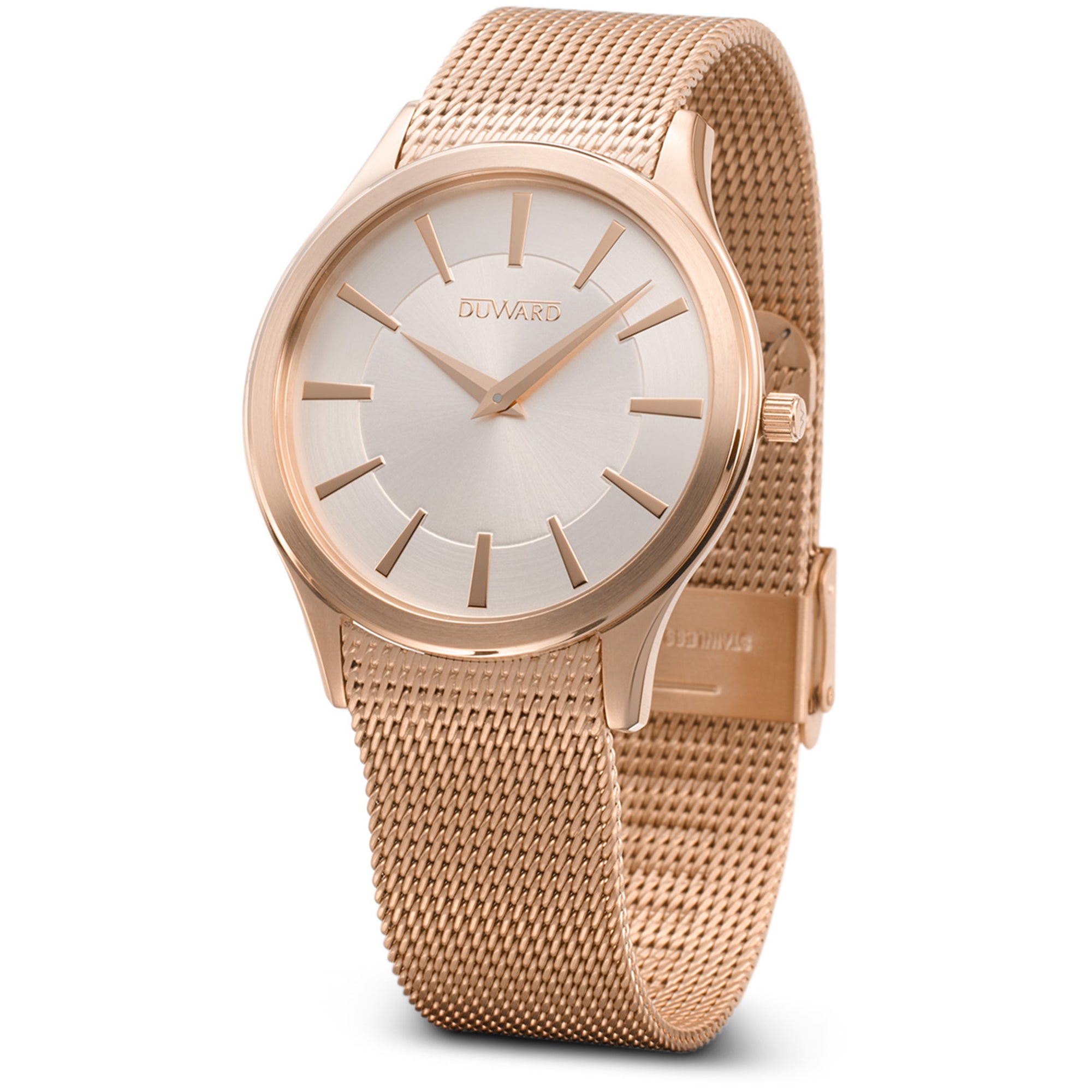 Reloj de hombre extraplano de acero Ip rosado