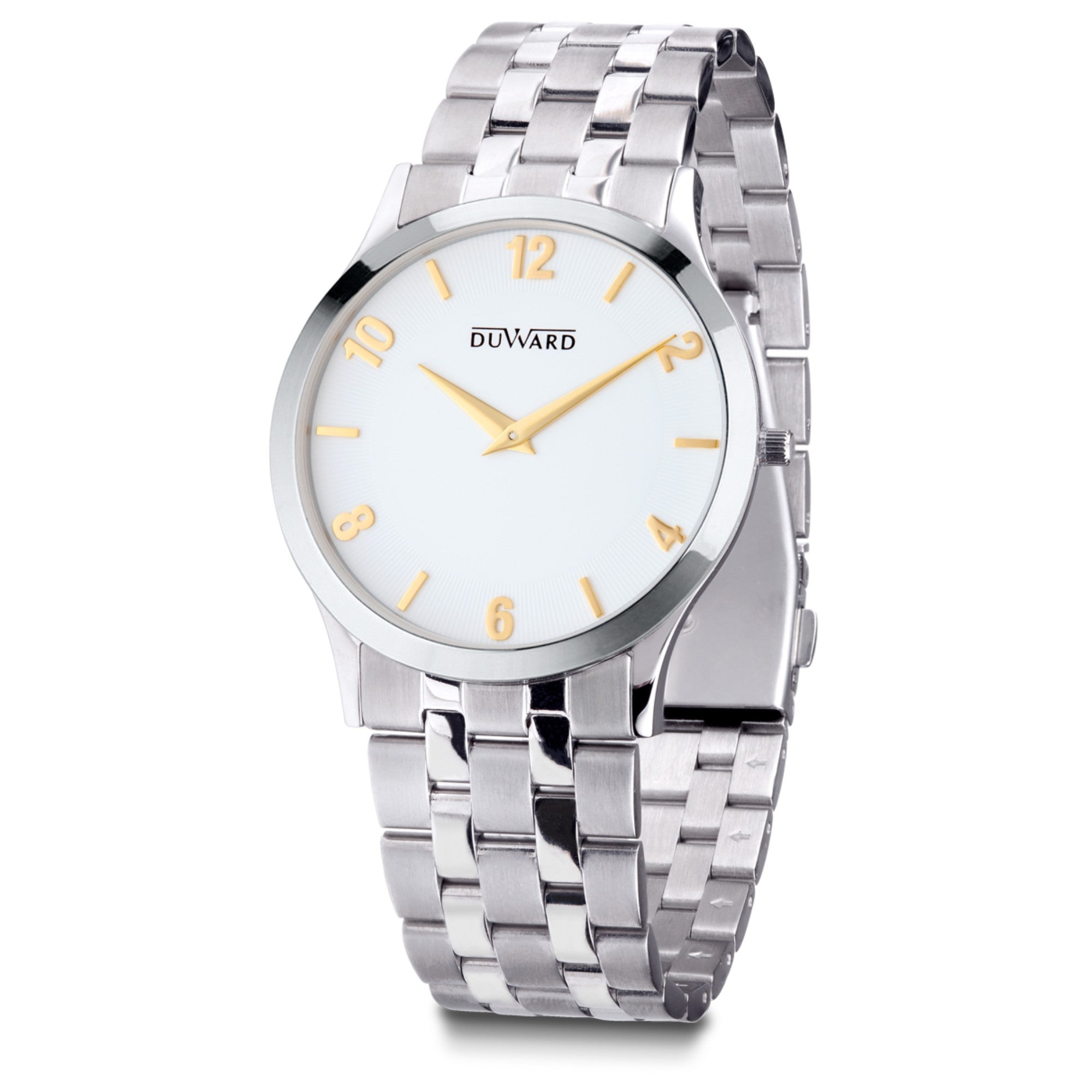Reloj hombre acero caja extraplana esfera blanca con indices negros