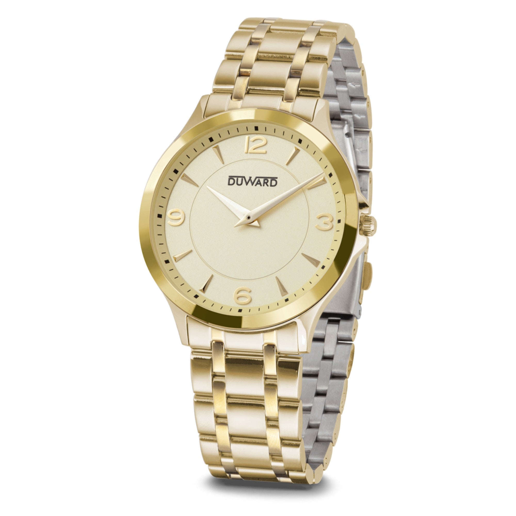 Reloj de Hombre Elegante caja acero IP dorada esfera dorada 5 Atm