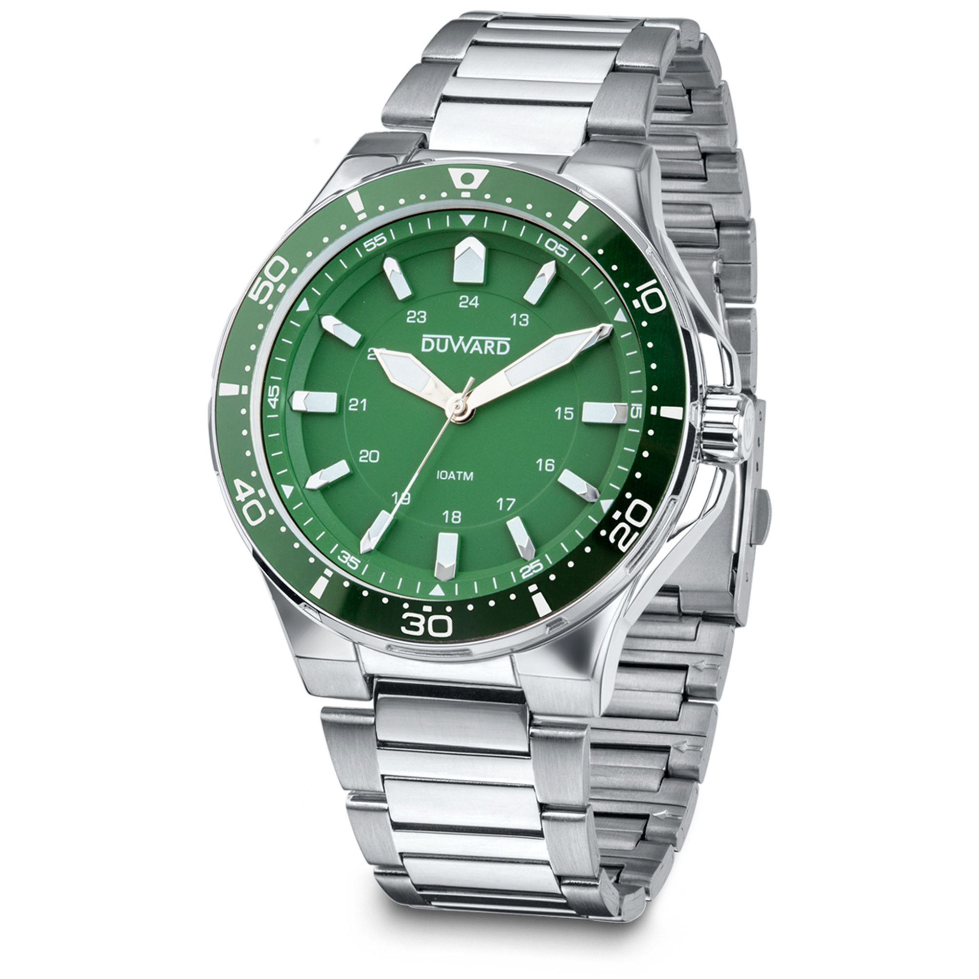 Reloj de acero con bisel verde 10 atm