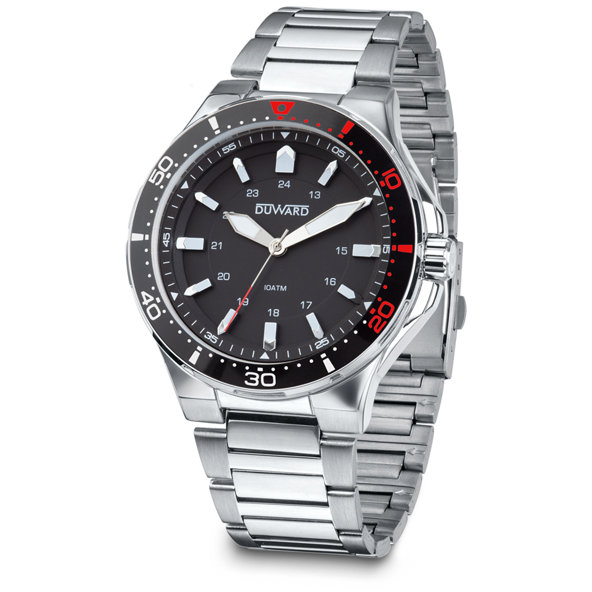 Reloj de acero con bisel negro 10 atm