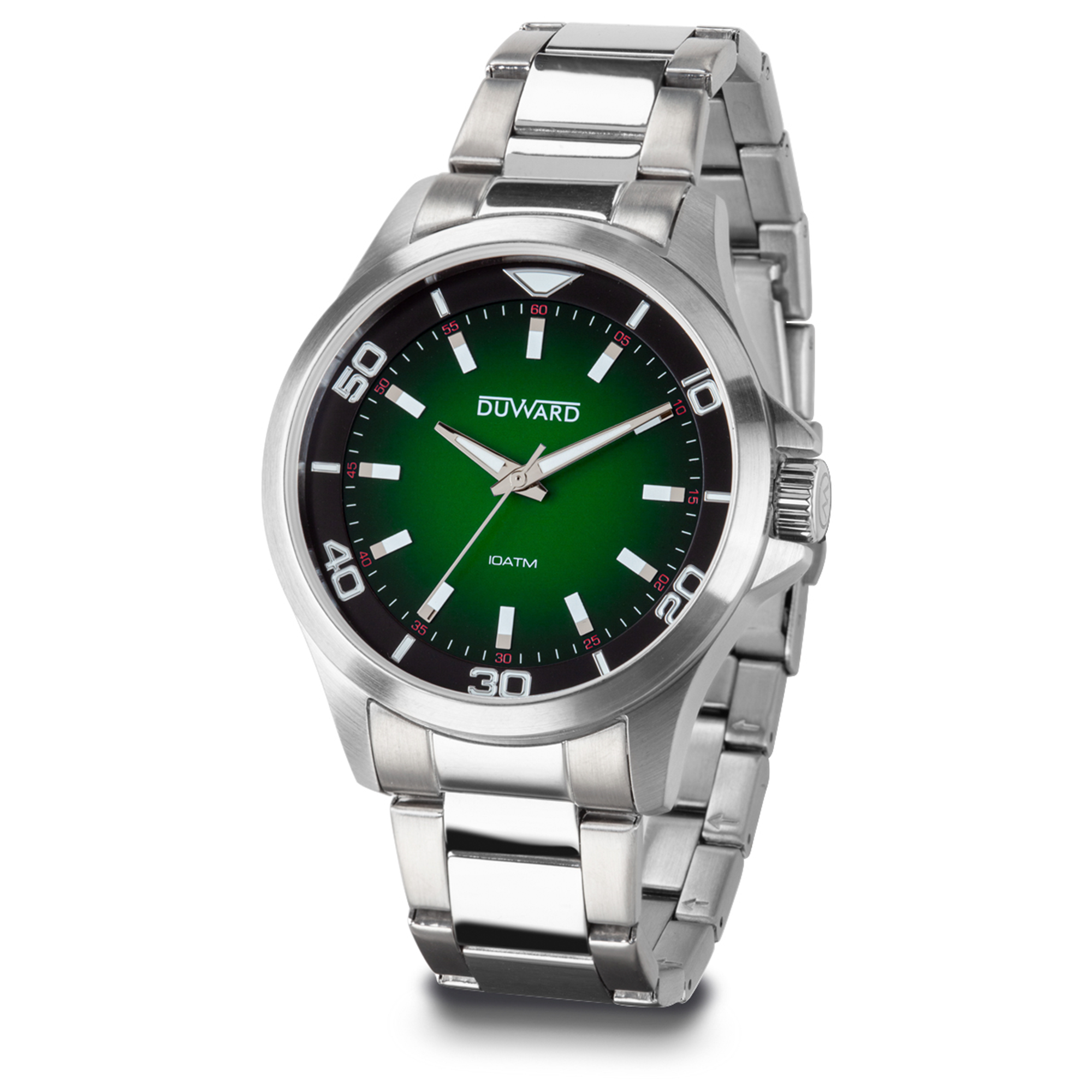 Reloj de acero con esfera verde degradada 10 atm