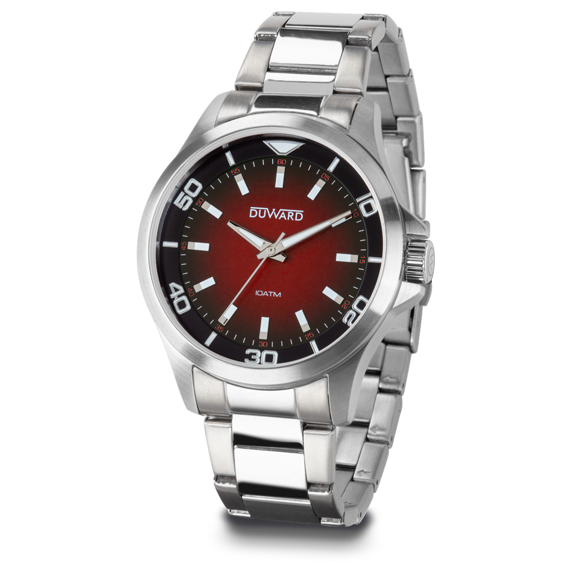 Reloj de acero con esfera roja degradada 10 atm