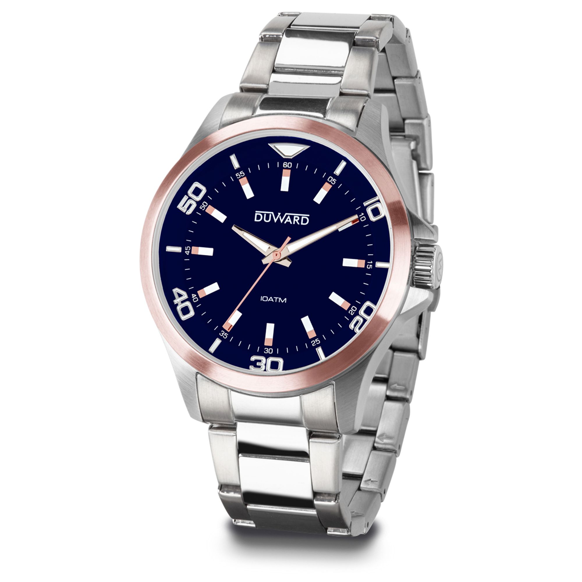 Reloj de acero bisel rosada con esfera azul degradada 10 atm