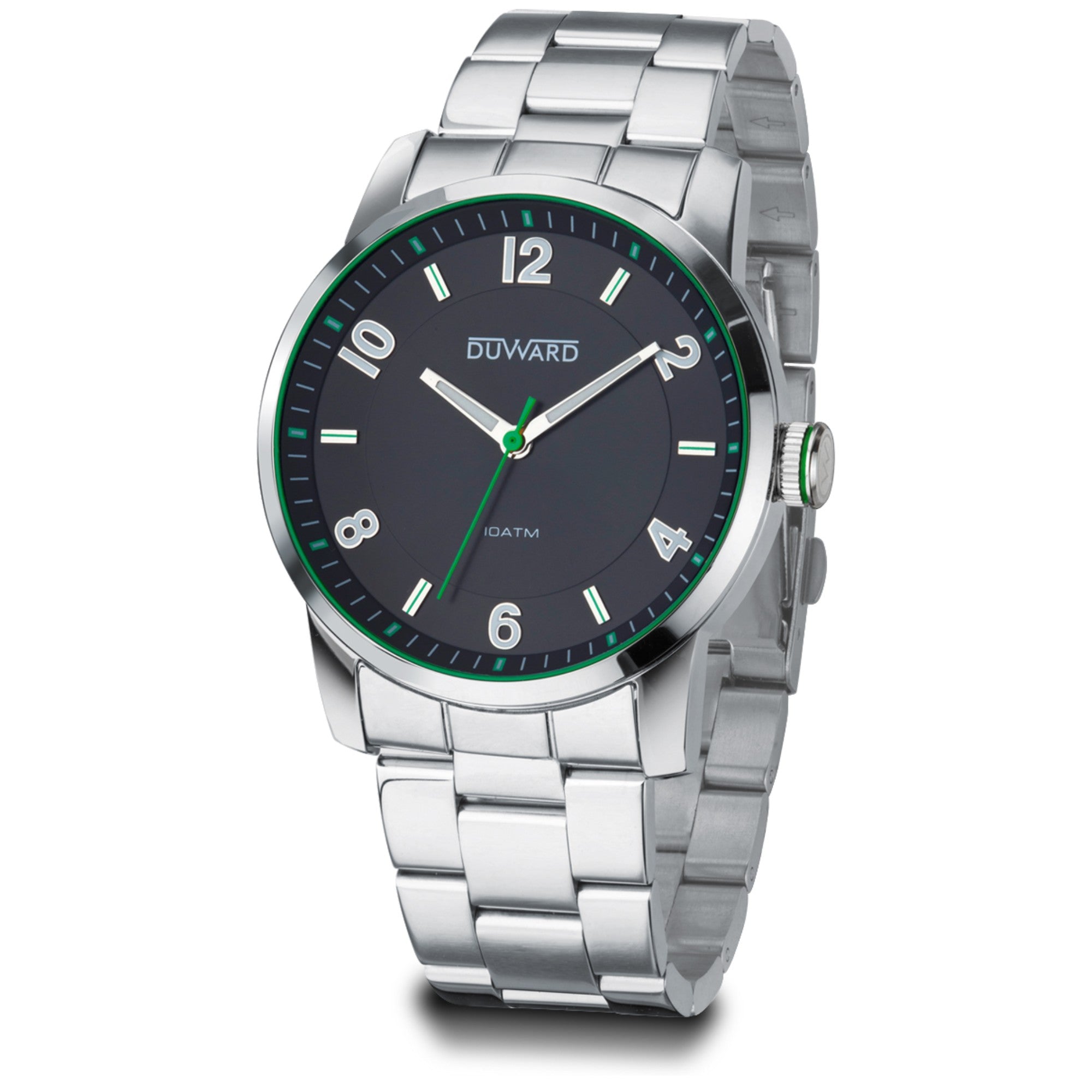 Reloj Hombre Deportivo caja acero esfera negra 10 Atm