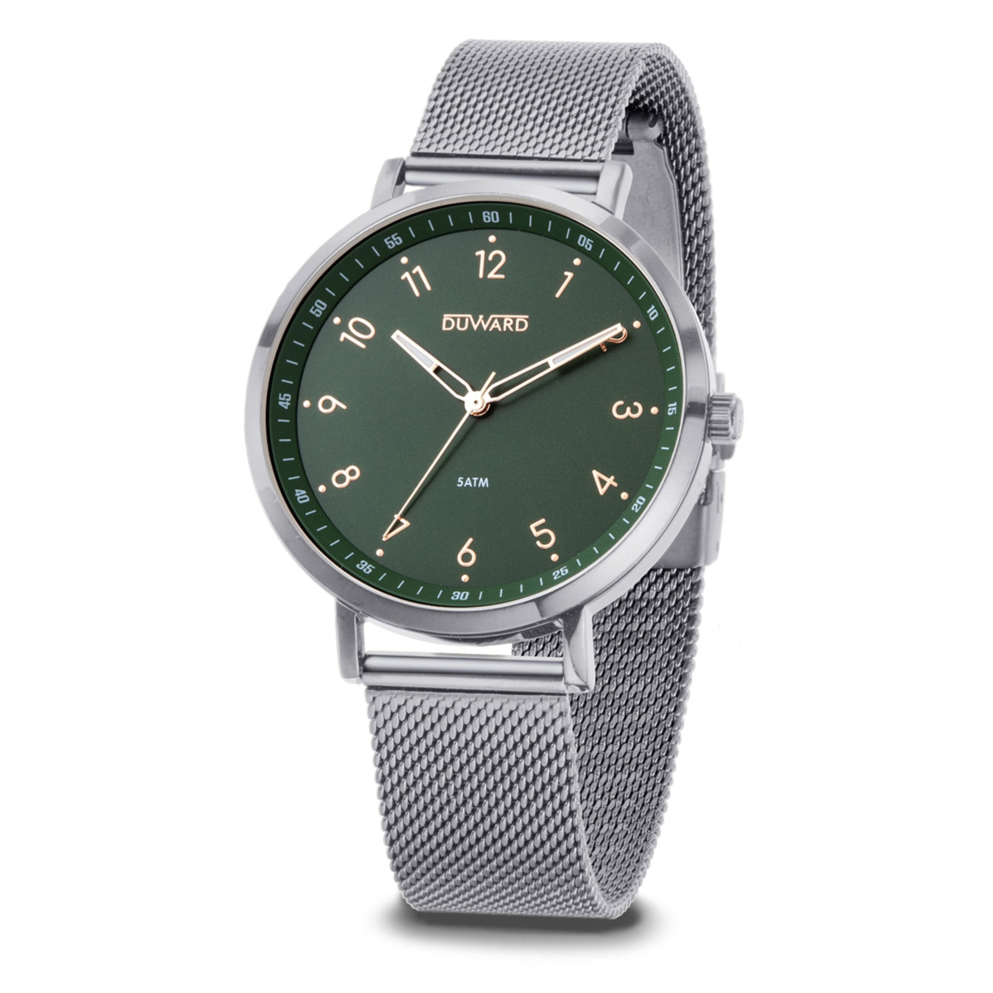 Reloj de Hombre Elegante caja acero esfera verde 5 Atm brazalete acero