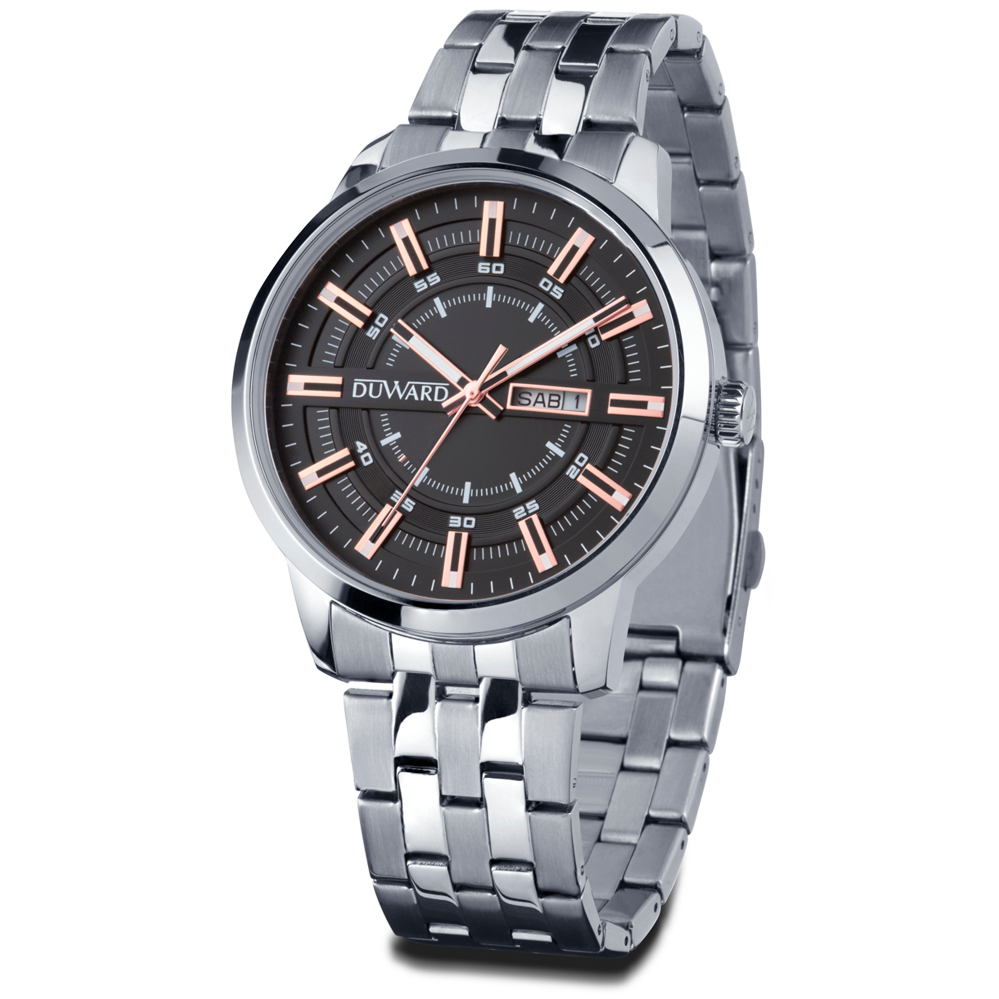 Reloj para hombre de acero doble calendario 10 atm