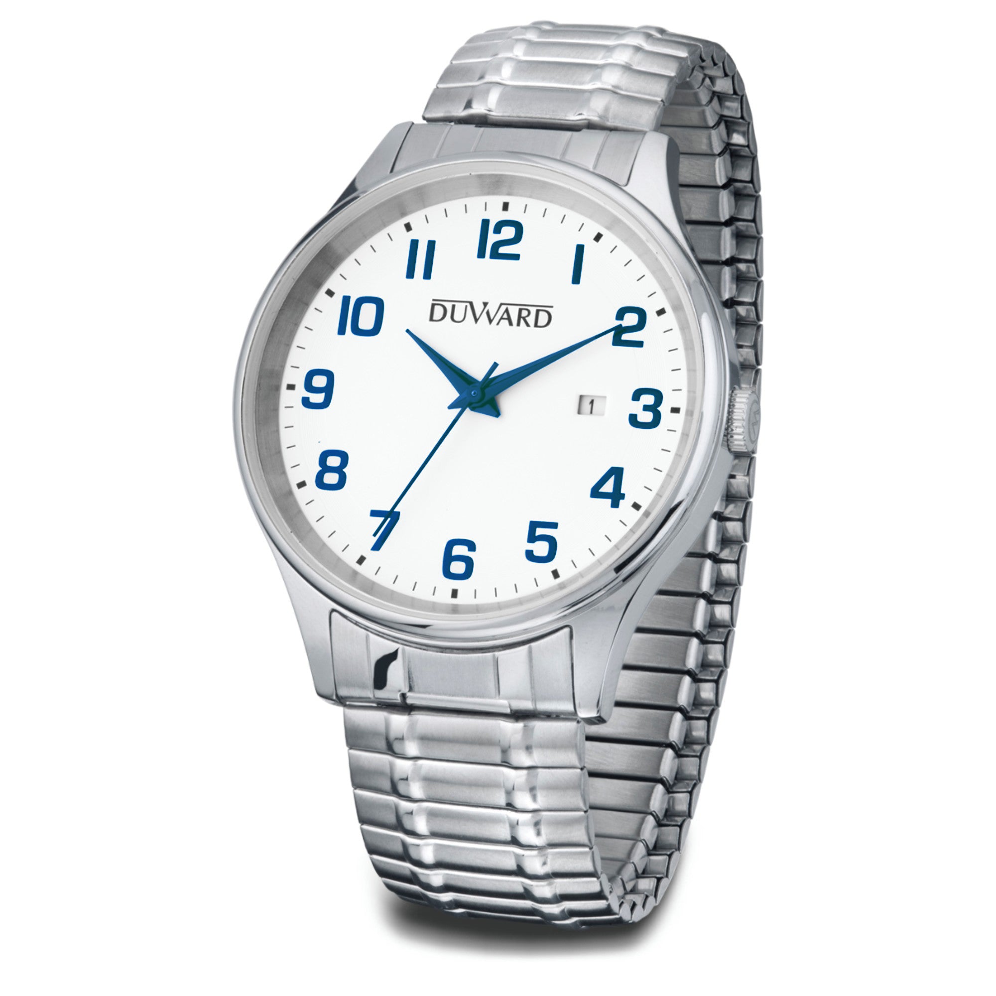 Reloj de Caballero Brazalete Acero extensible Blanco Azul