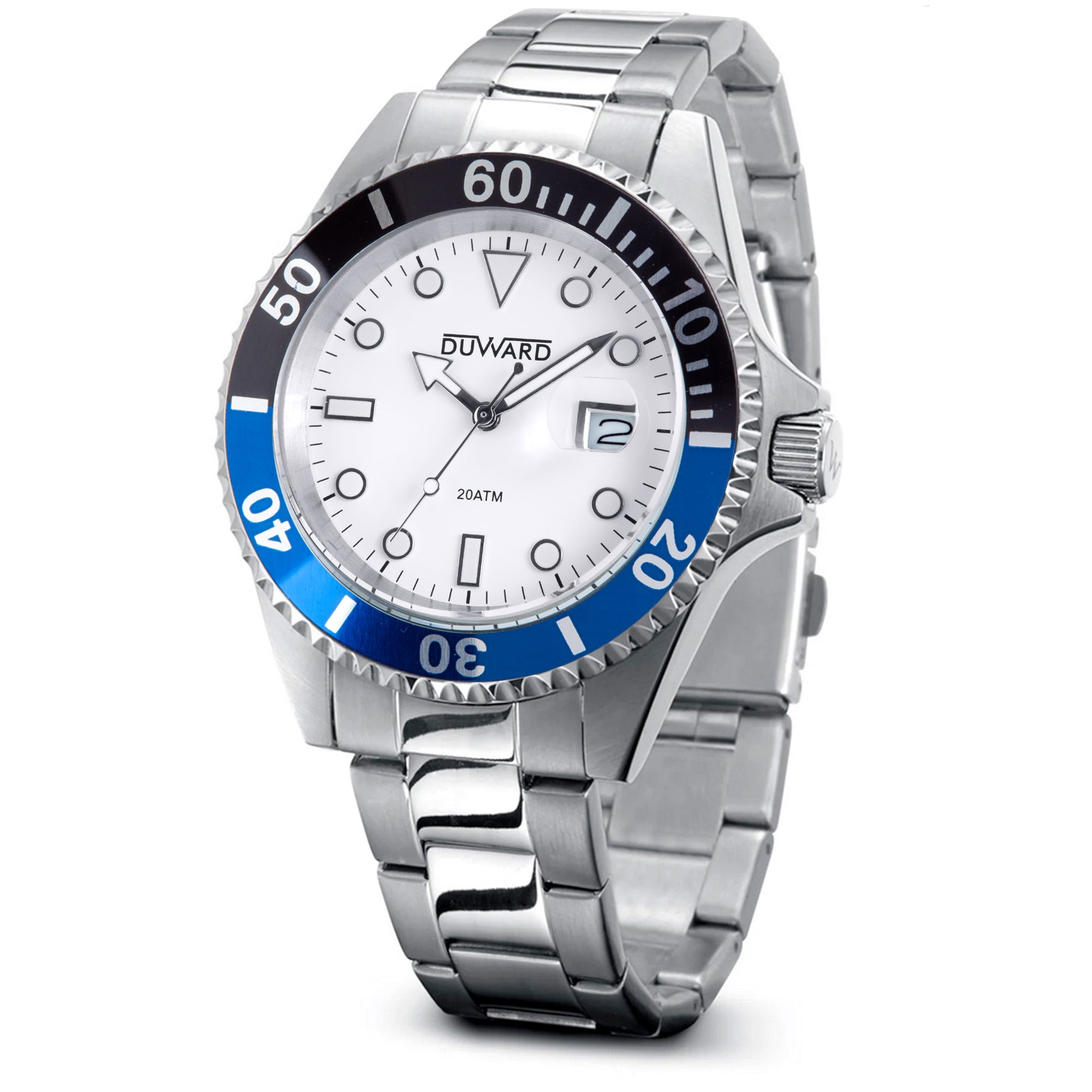 Reloj de acero bisel negro y azul 20 atm