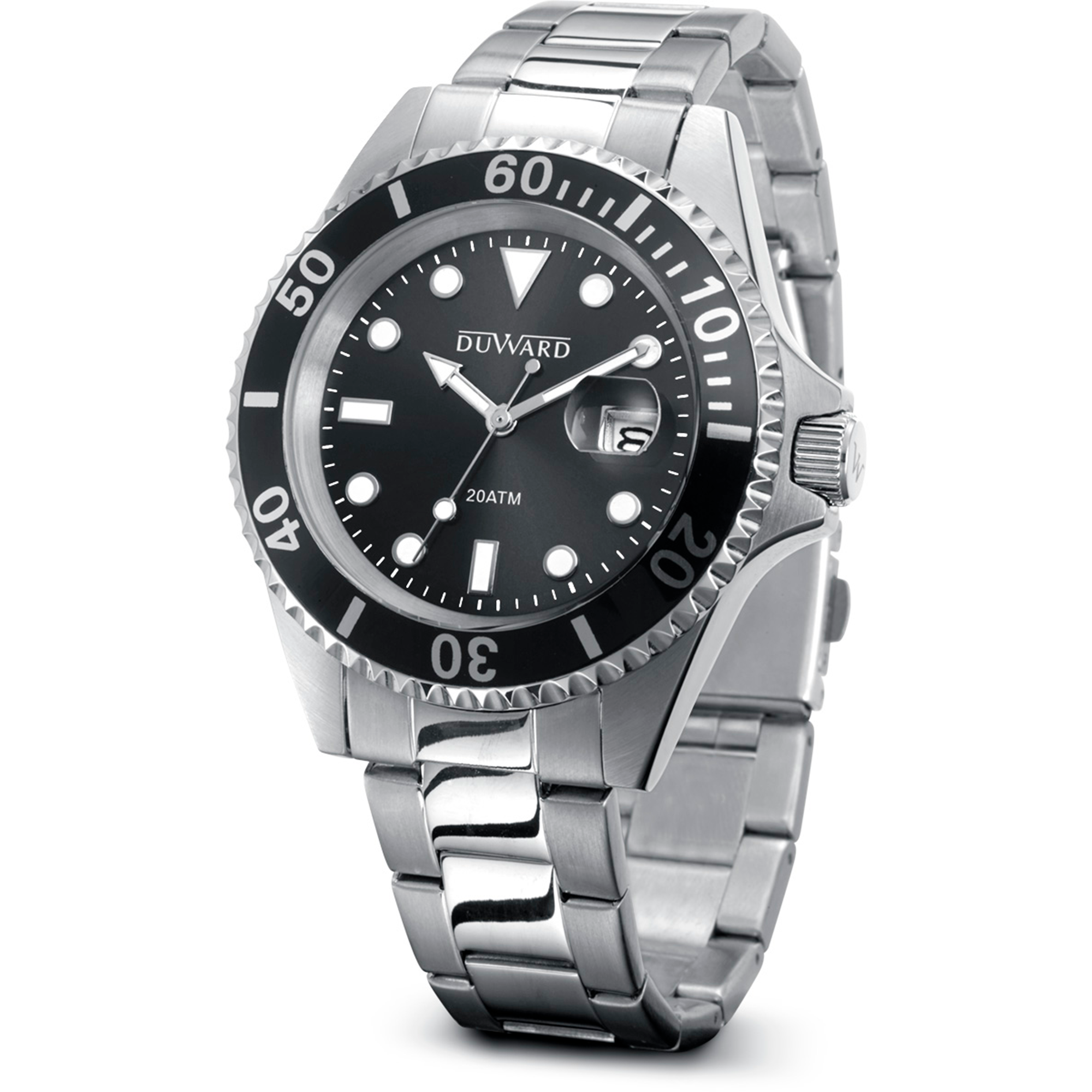 Reloj de acero bisel negro 20 atm