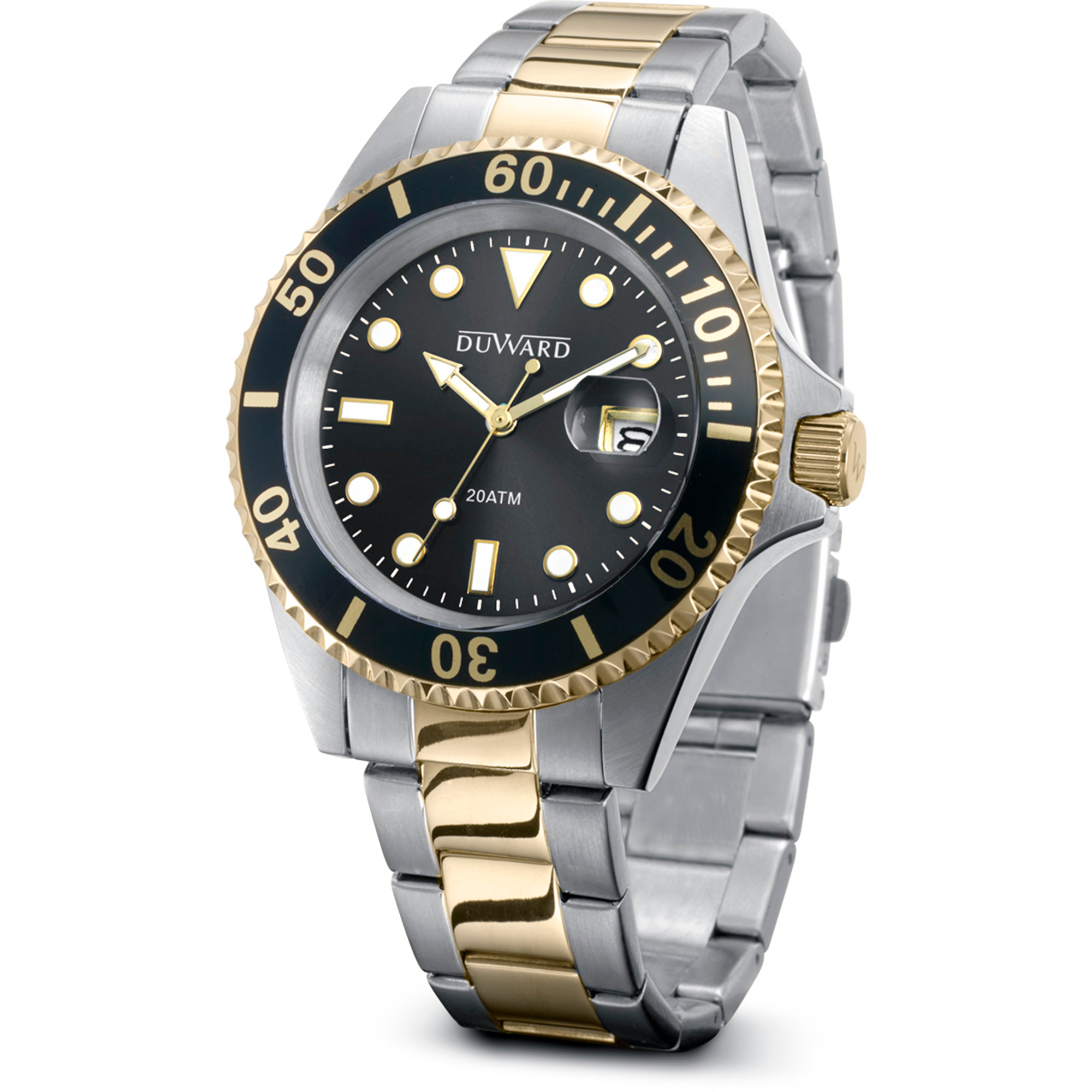 Reloj de acero bicolor ip dorado 20 atm