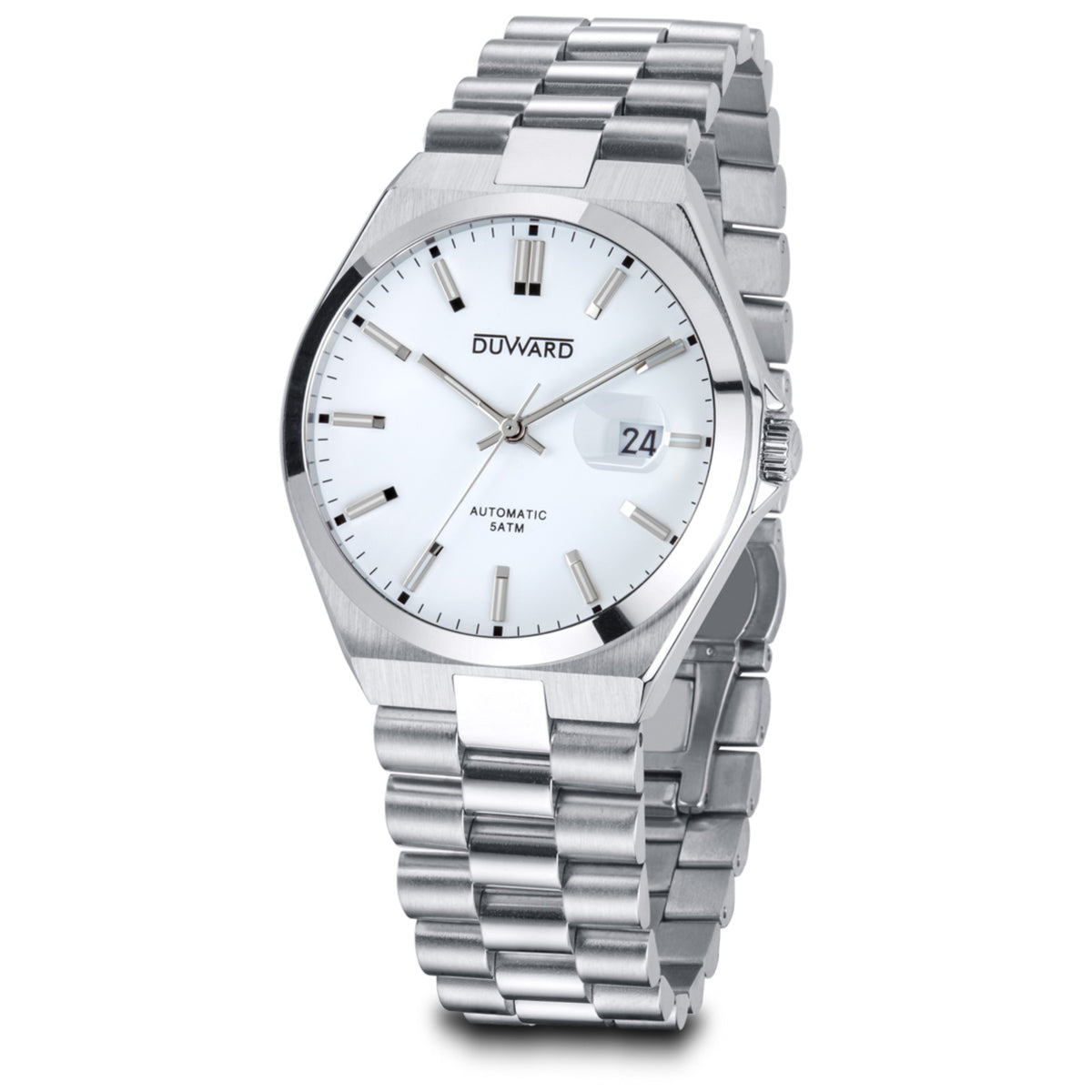 Reloj automático de hombre caja y armis acero esfera blanca