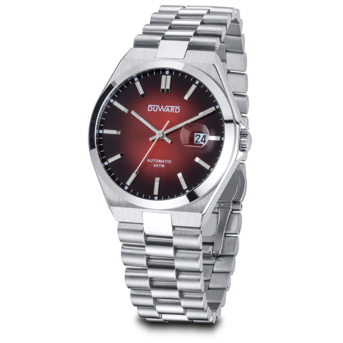 Reloj automático de hombre caja y armis acero esfera roja negra