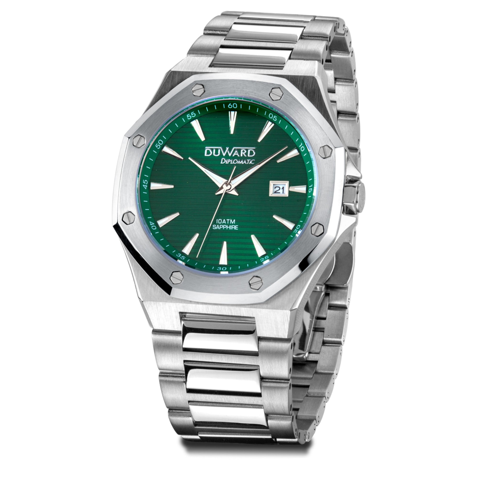 Reloj caja de acero 10 Atm, cristal zafiro, brazalete de acero, movimiento cuarzo