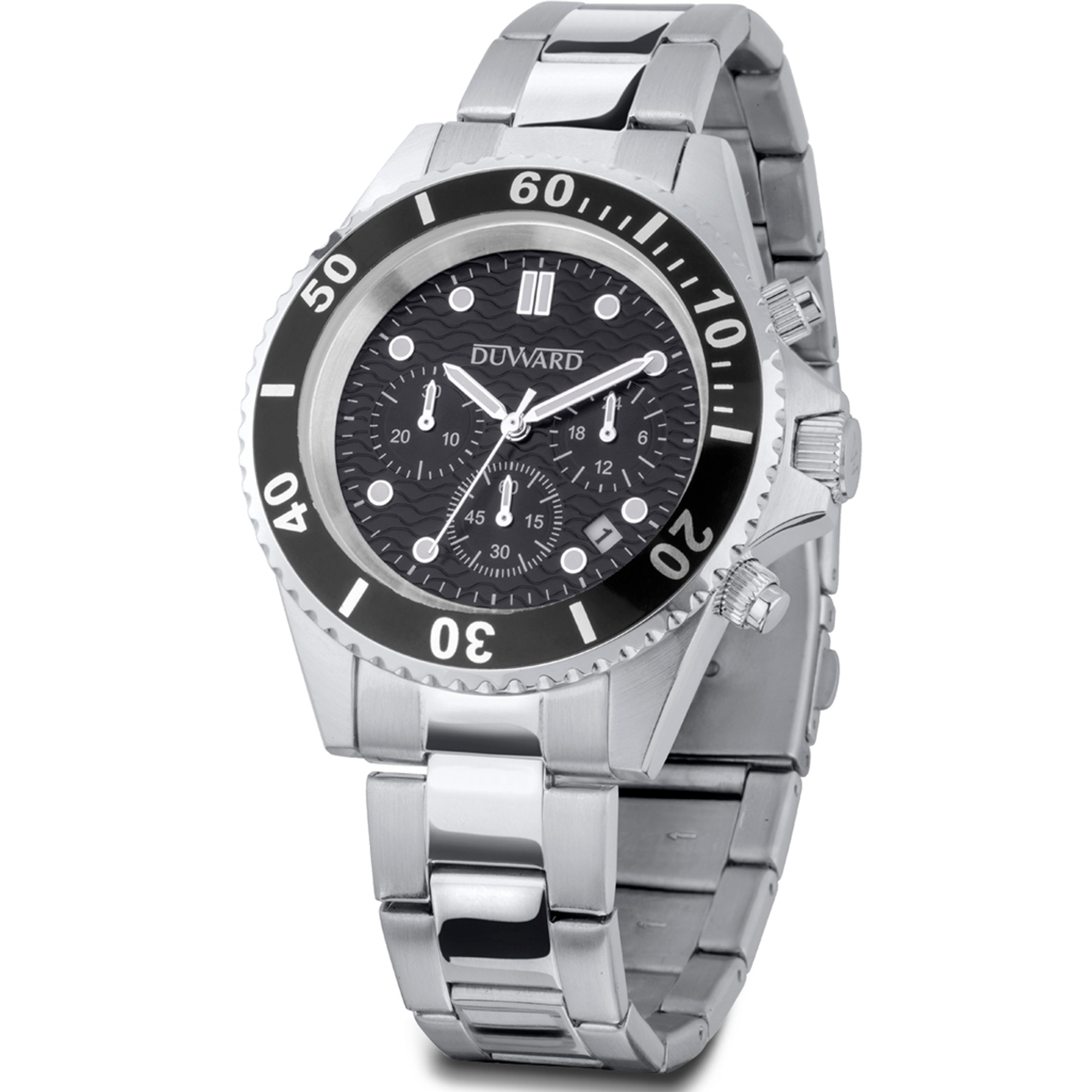 Reloj de hombre de acero cronógrafo esfera negra 10 atm