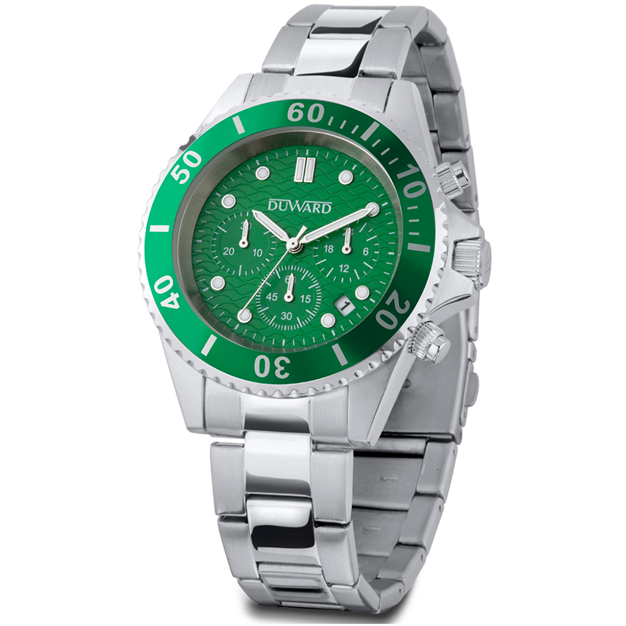 Reloj de hombre de acero cronógrafo esfera verde 10 atm