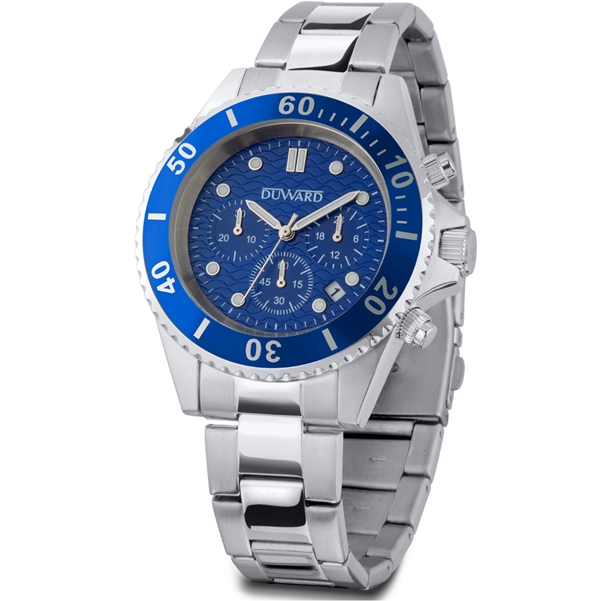 Reloj de hombre de acero cronógrafo esfera azul 10 atm