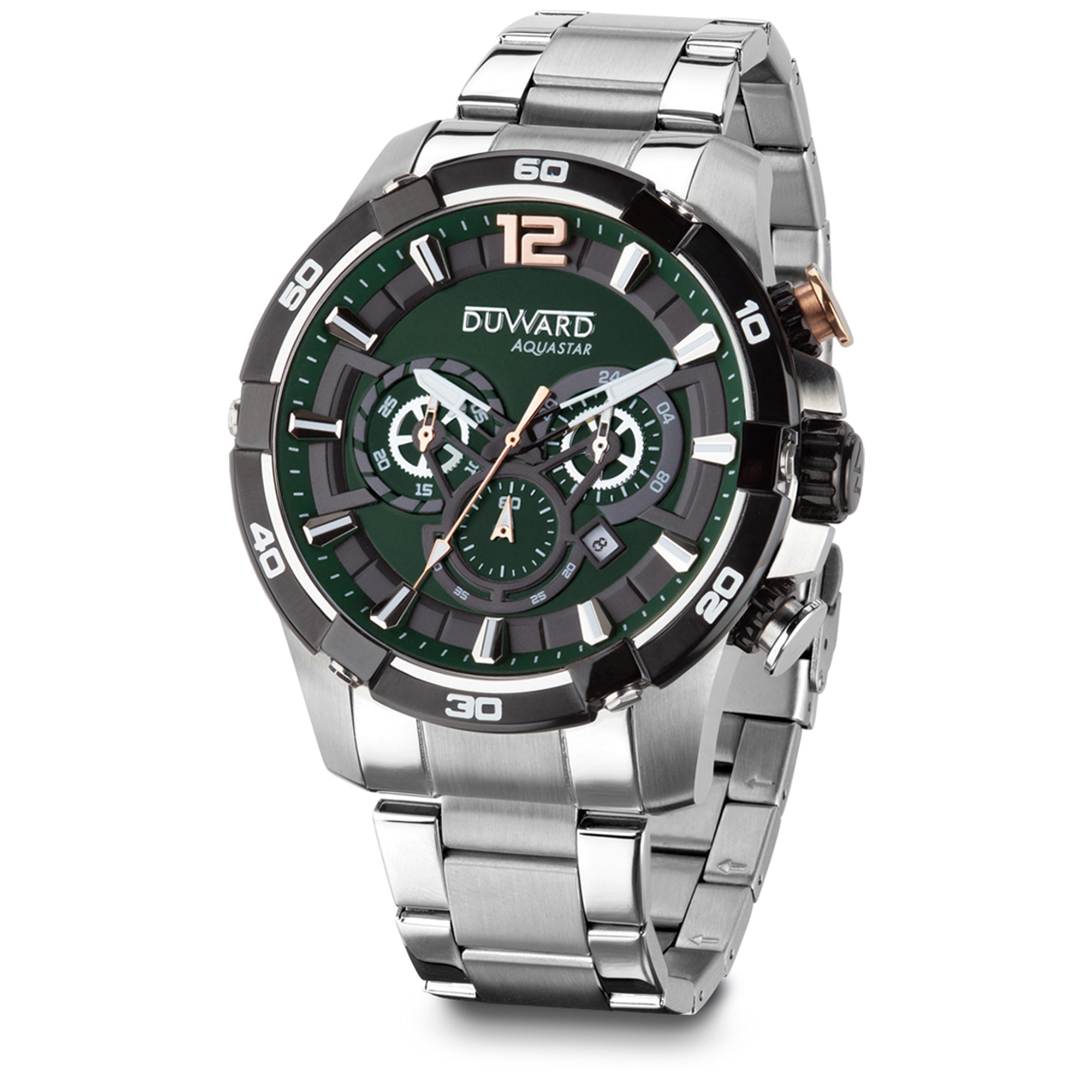 Reloj de Hombre DUWARD Aquastar de acero con esfera verde   10 ATM